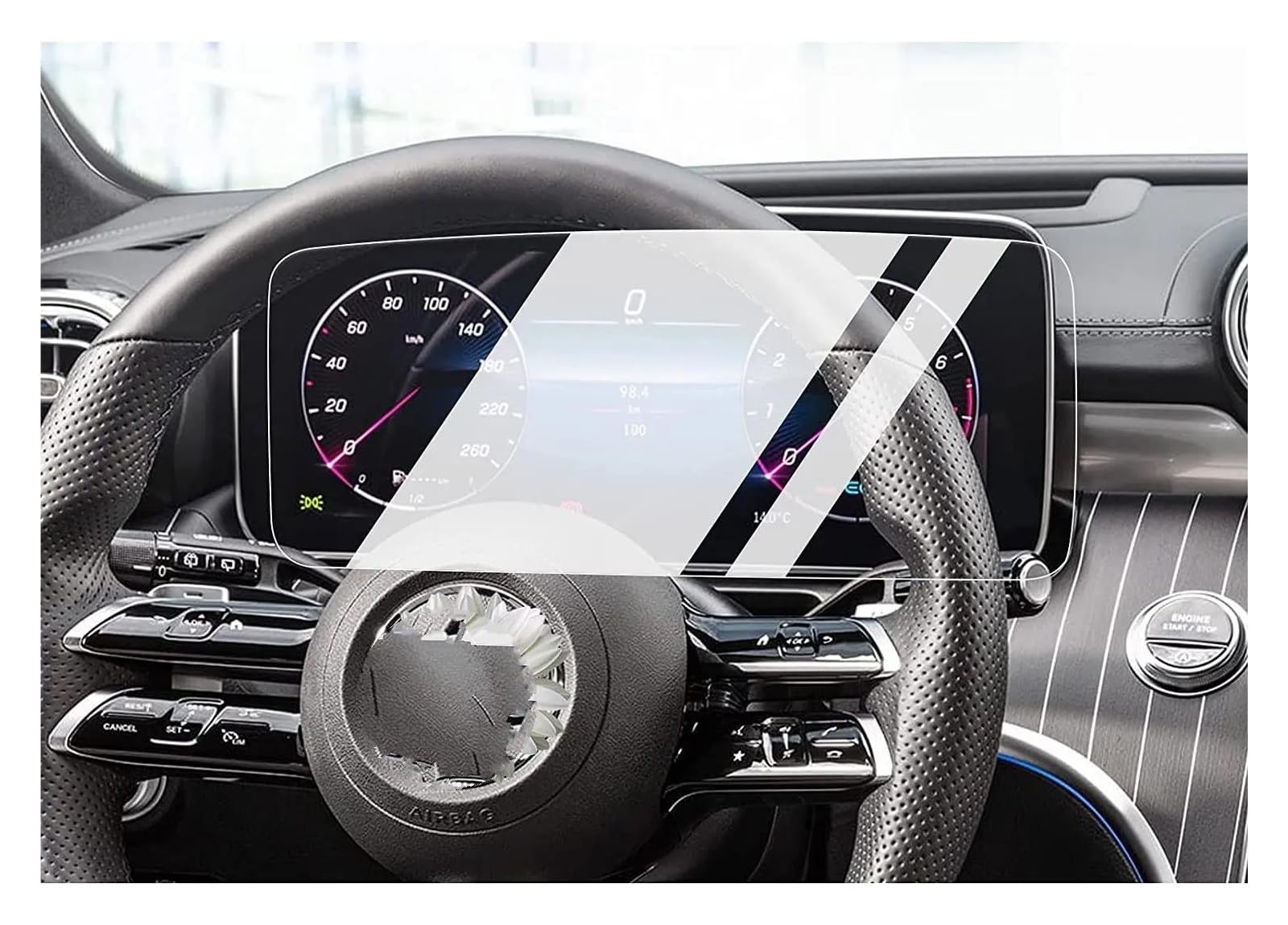 Auto Displayschutzfolie Für Benz Für C-Klasse X254 2023 2024 11,9-Zoll-Touchscreen Und Digitalinstrument Displayschutzfolie Aus Gehärtetem Glas GPS Transparent Displayschutzfolie(for Instrument) von Punxdda