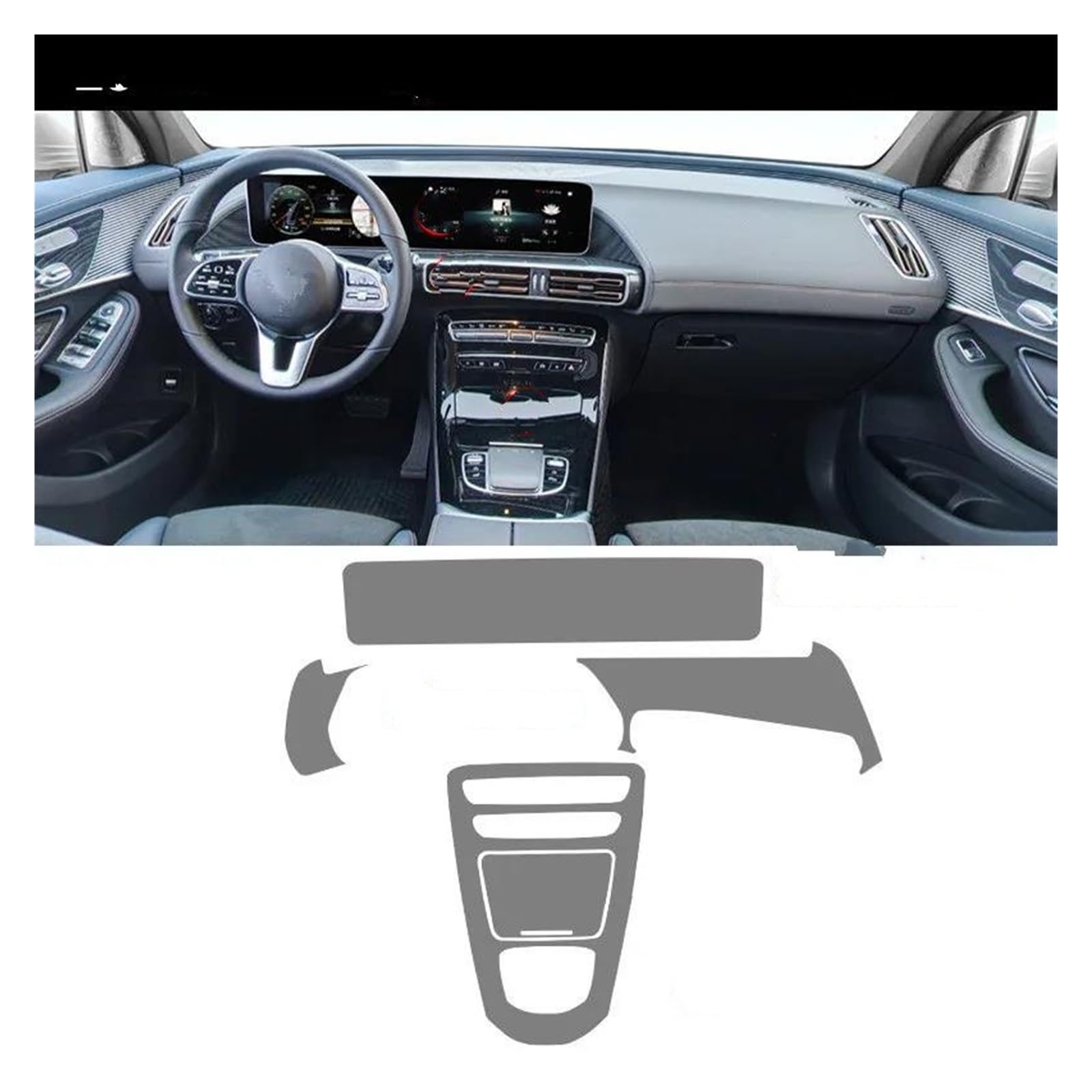 Auto Displayschutzfolie Für Benz Für EQC Eqc350 400 Auto Innen Aufkleber Center Konsole Air Gear Navigation Dashboard TPU Schutz Film GPS Transparent Displayschutzfolie(3PCS Left Hand Driver) von Punxdda