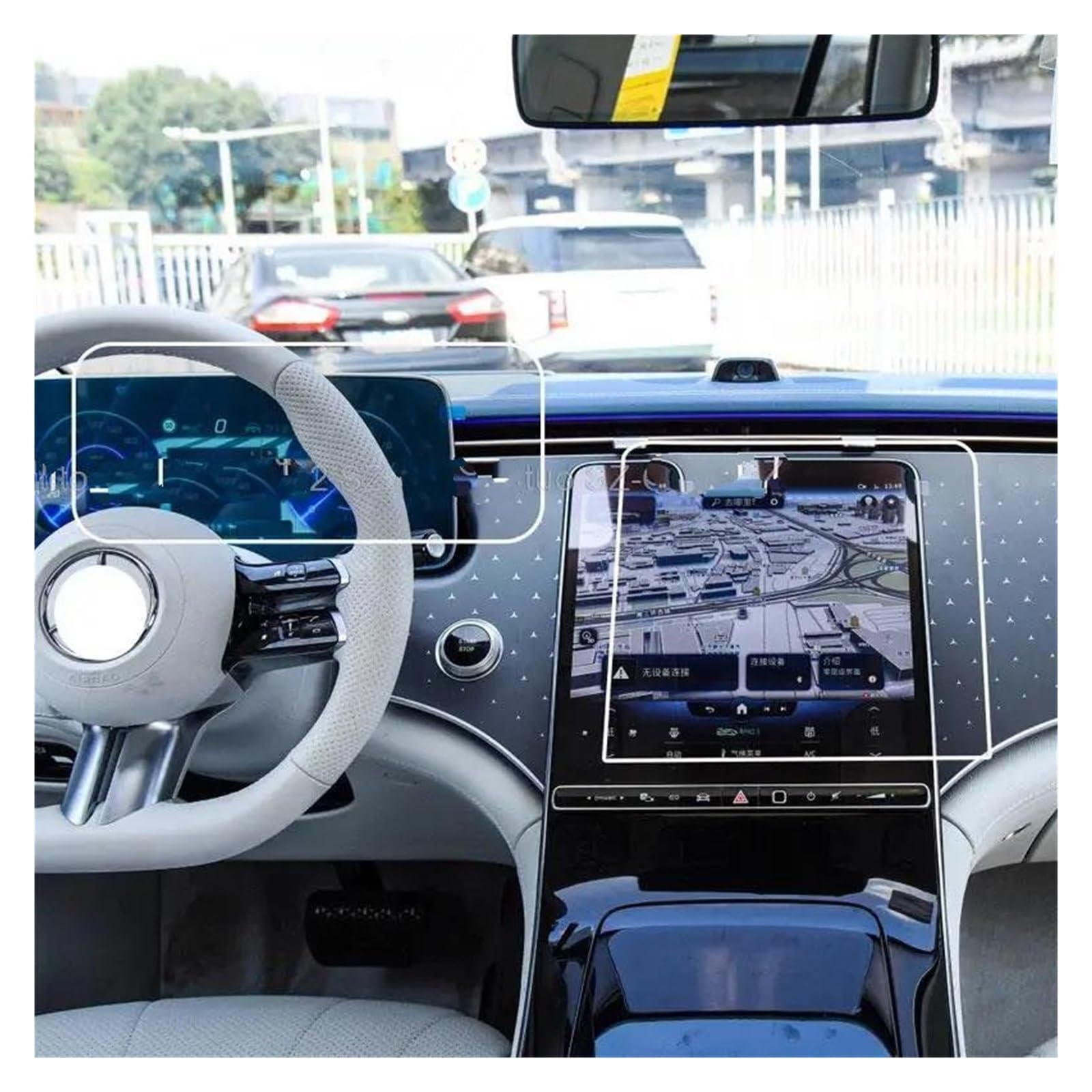 Auto Displayschutzfolie Für Benz Für EQE 500 Für EQE 350 2023 Auto GPS-Navigation Und Instrument LCD Anti-Scratch-Film Gehärtetem Glas Screen Protector GPS Transparent Displayschutzfolie von Punxdda