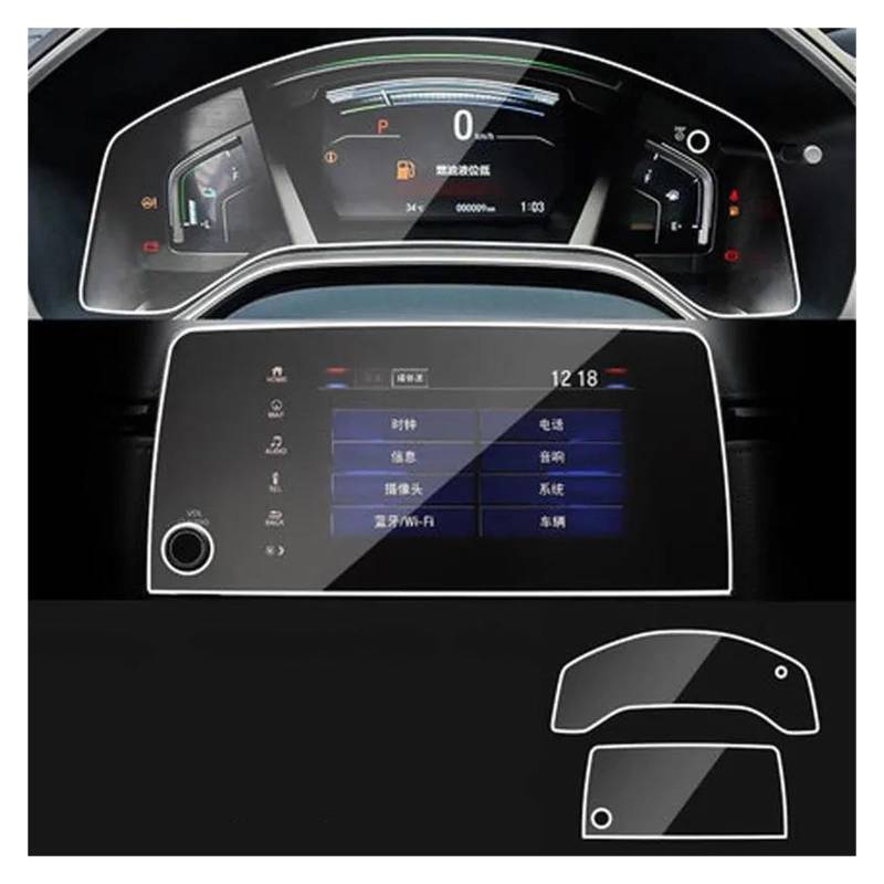 Auto Displayschutzfolie Für CRV 5th 2017 2018 2019 2020 Steuerung Des LCD-Bildschirmaufklebers Auto-Styling GPS-Navigationsbildschirm Stahlschutzfolie GPS Transparent Displayschutzfolie(Gps and instru von Punxdda