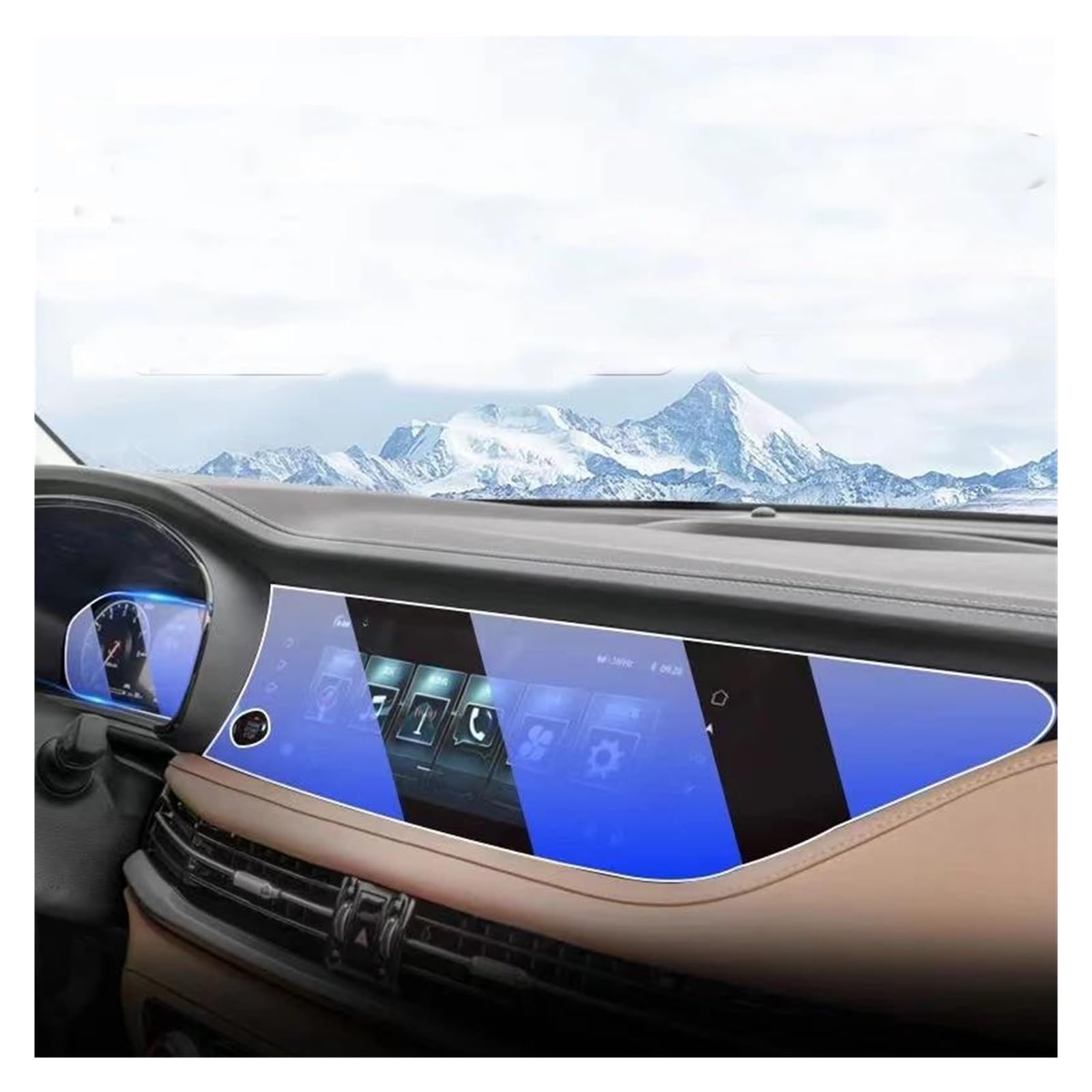 Auto Displayschutzfolie Für Changan Für CS95 2019 2020 2021 LCD Auto Radio GPS Navigation Und Dashboard TPU Bildschirm Film Schutz GPS Transparent Displayschutzfolie(GPS and Dashboard) von Punxdda