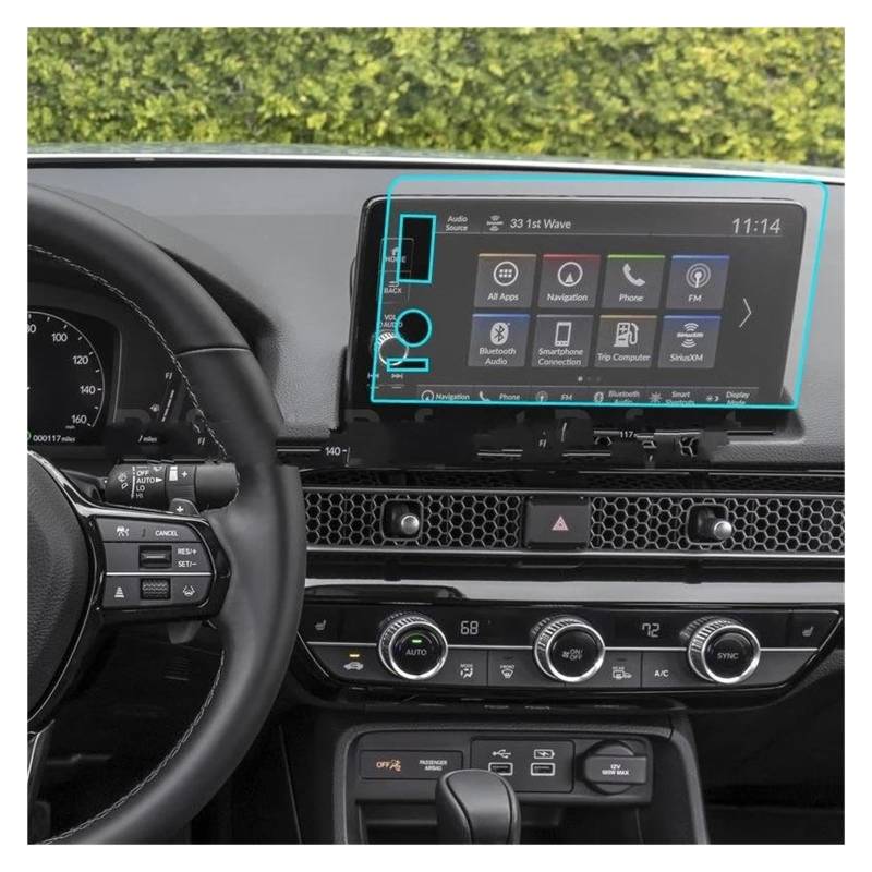 Auto Displayschutzfolie Für Civic Sport Limousine 2022 Auto Radio GPS Navigation Screen Protector Innen Zubehör Gehärtetem Glas Film GPS Transparent Displayschutzfolie(9 inch) von Punxdda