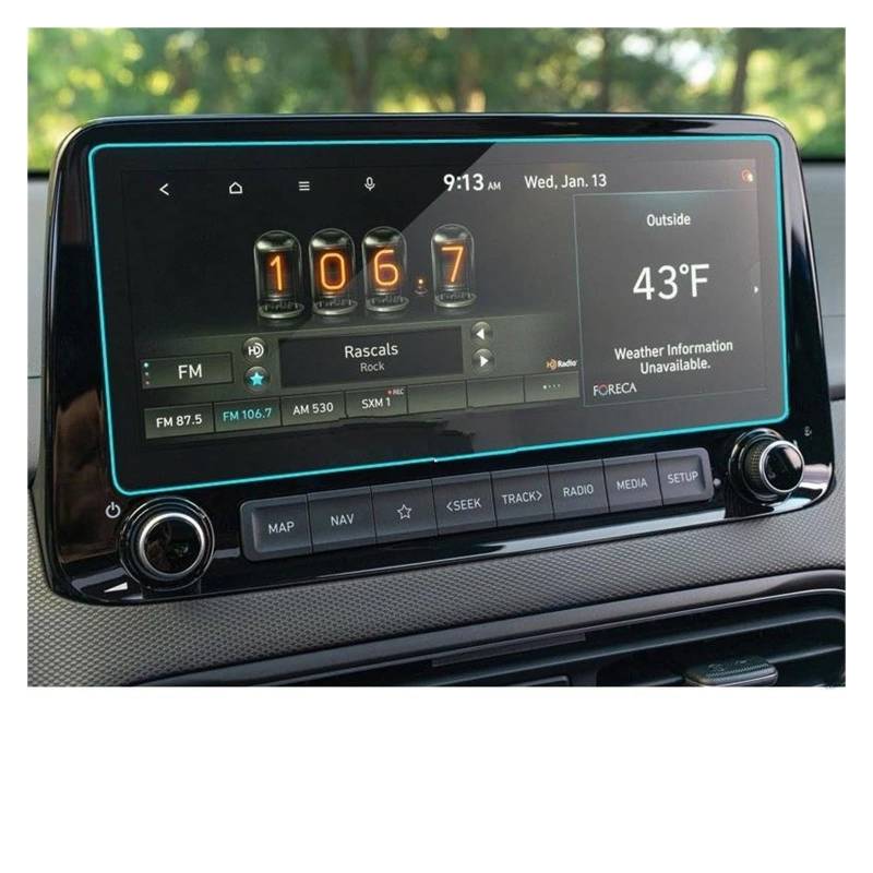 Auto Displayschutzfolie Für Hyundai Für Kona 2022 Auto GPS Navigation Gehärtetem Glas Display-schutzfolie Aufkleber Auto Screen Protector GPS Transparent Displayschutzfolie von Punxdda