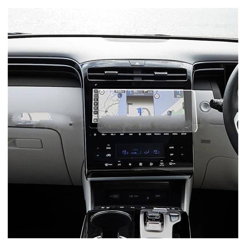 Auto Displayschutzfolie Für Hyundai Für Tucson Für Highlander 2021 10 Zoll Auto Navigation Display Bildschirm Gehärtetes Glas Schutz Film Screen Protector GPS Transparent Displayschutzfolie von Punxdda