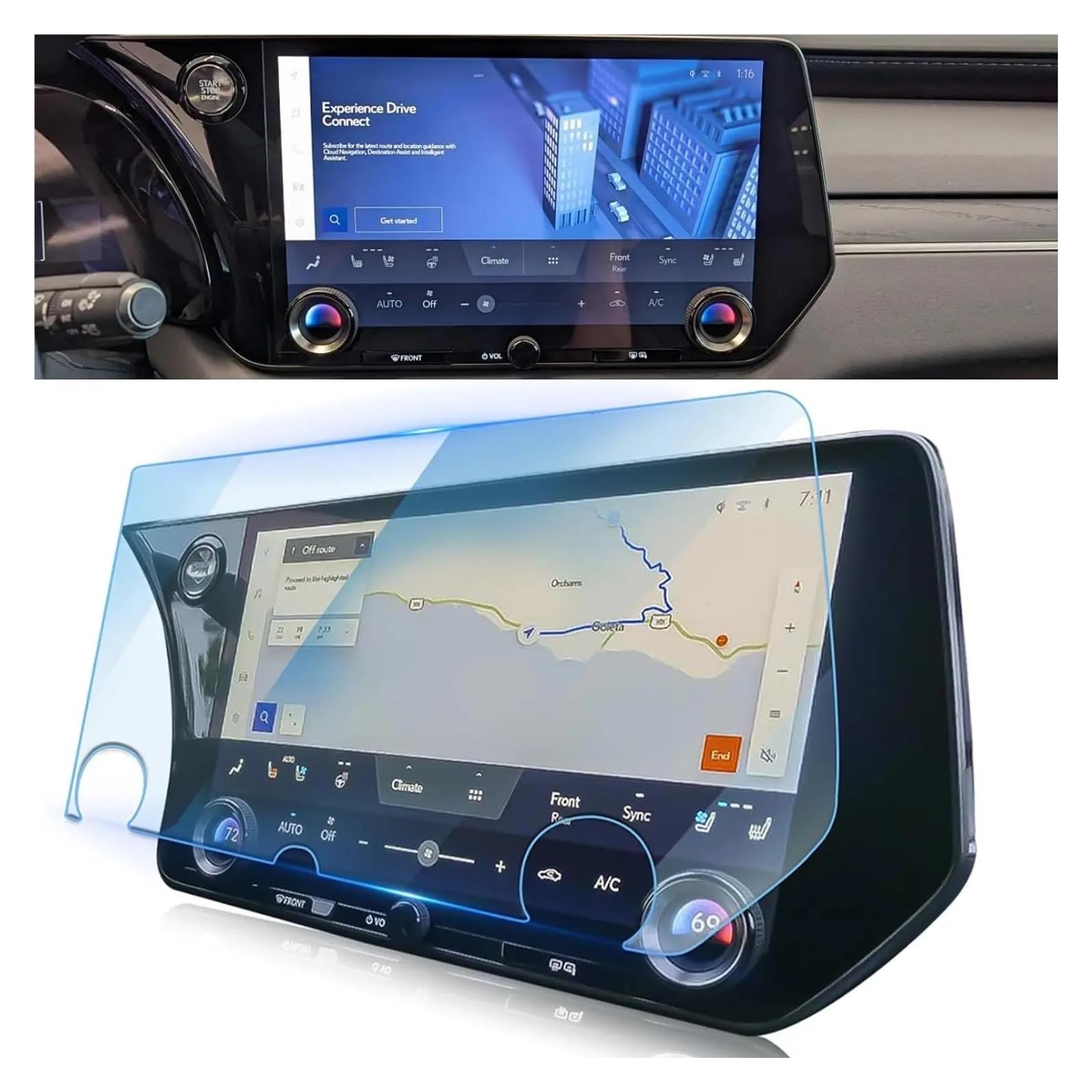 Auto Displayschutzfolie Für Lexus RX350/RX350h/RX500h 2023 2024 14 Zoll LCD Touch Screen Navigation GPS Schutz Zubehör Gehärtetem Glas Film GPS Transparent Displayschutzfolie von Punxdda