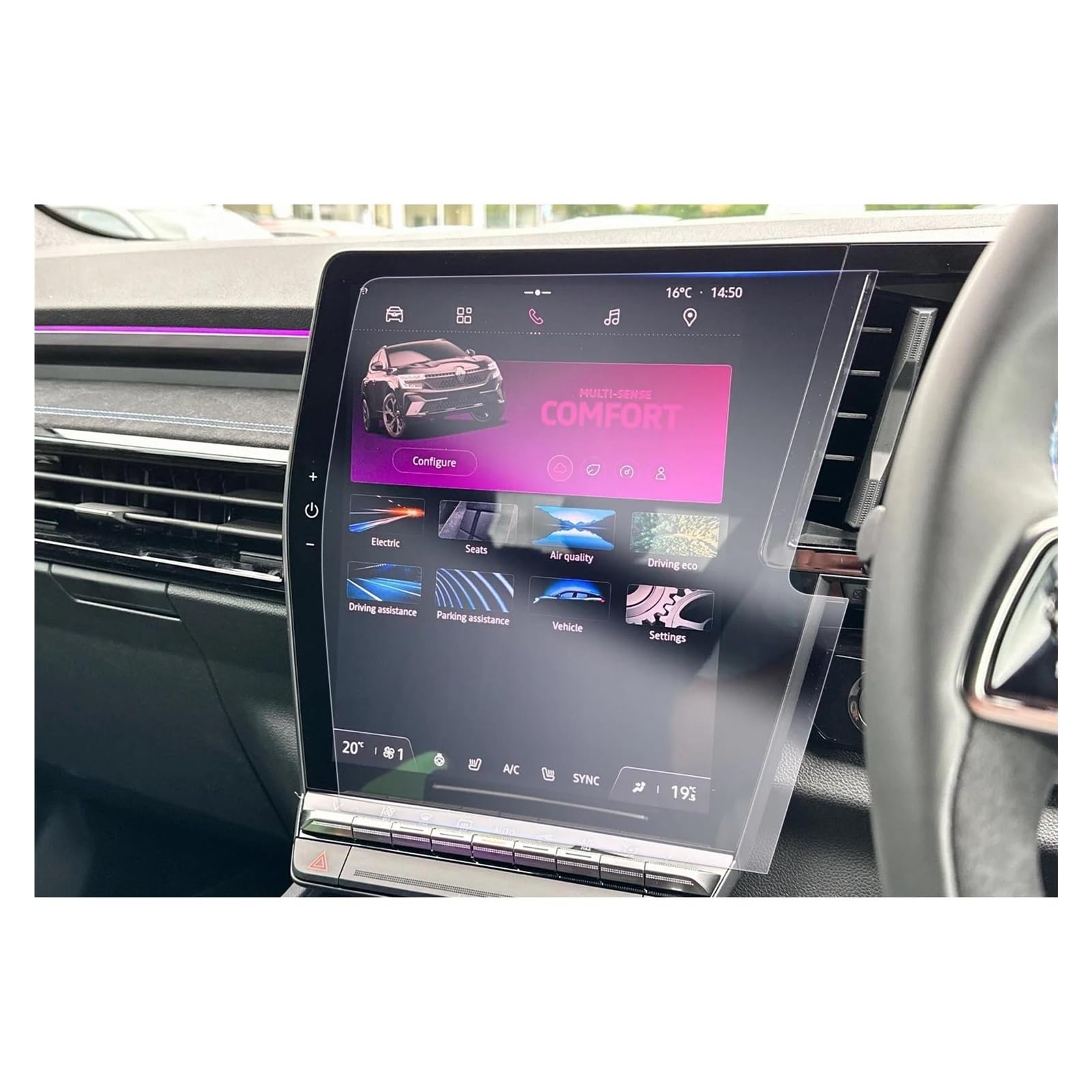 Auto Displayschutzfolie Für Megane Für E-Tech/Austral 2022 2023 2024 Auto Navigation Instrument Display Auto Innen Zubehör Nano Screen Protector GPS Transparent Displayschutzfolie(Right Hand Drive) von Punxdda