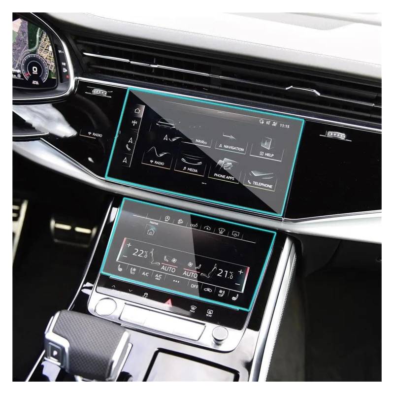 Auto Displayschutzfolie Für Q7 Für Q8 E-TRO 2019 2020 2021 2022 2023 Auto Radio GPS Navigation Innen Zubehör Screen Protector Gehärtetem Glas GPS Transparent Displayschutzfolie(for GPS and air) von Punxdda