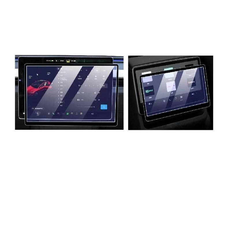 Auto Displayschutzfolie Für Tesla Für Modell 3+ 2024 Highland Navigation Und Hinten Display Mittelkonsole HD Film Schutz Gehärtetes Glas Displayschutzfolie GPS Transparent Displayschutzfolie(Front and von Punxdda