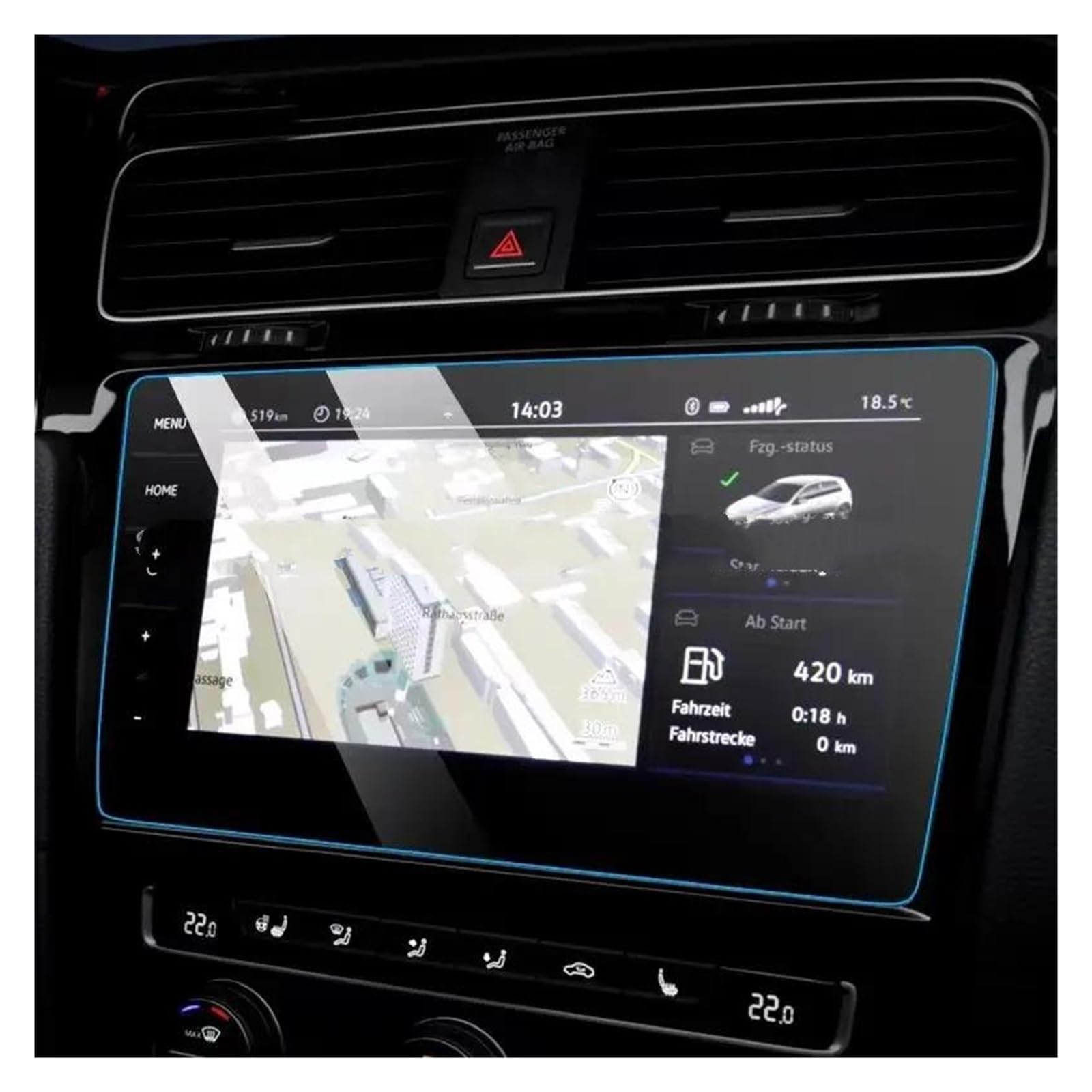 Auto Displayschutzfolie Für VW Für Golf 7 MK7 2018 2019 2020 GPS Navigation Anti-Scratch Zubehör Gehärtetes Glas Touch Screen Schutz Film GPS Transparent Displayschutzfolie von Punxdda