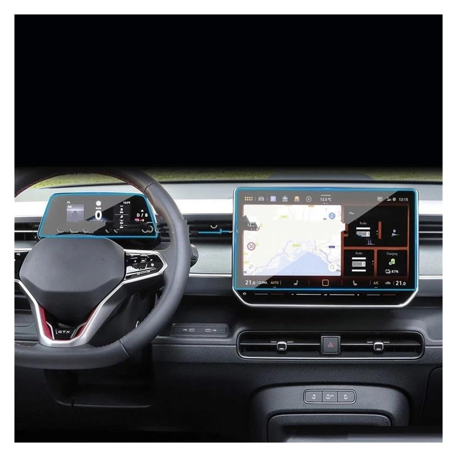 Auto Displayschutzfolie Für VW Für ID.Buzz 2024 2025 Auto 12,9 Zoll Auto GPS-Navigation Und 5,3 Zoll Dashboard Anti-scrtch Film Gehärtetes Glas Displayschutzfolie GPS Transparent Displayschutzfolie von Punxdda