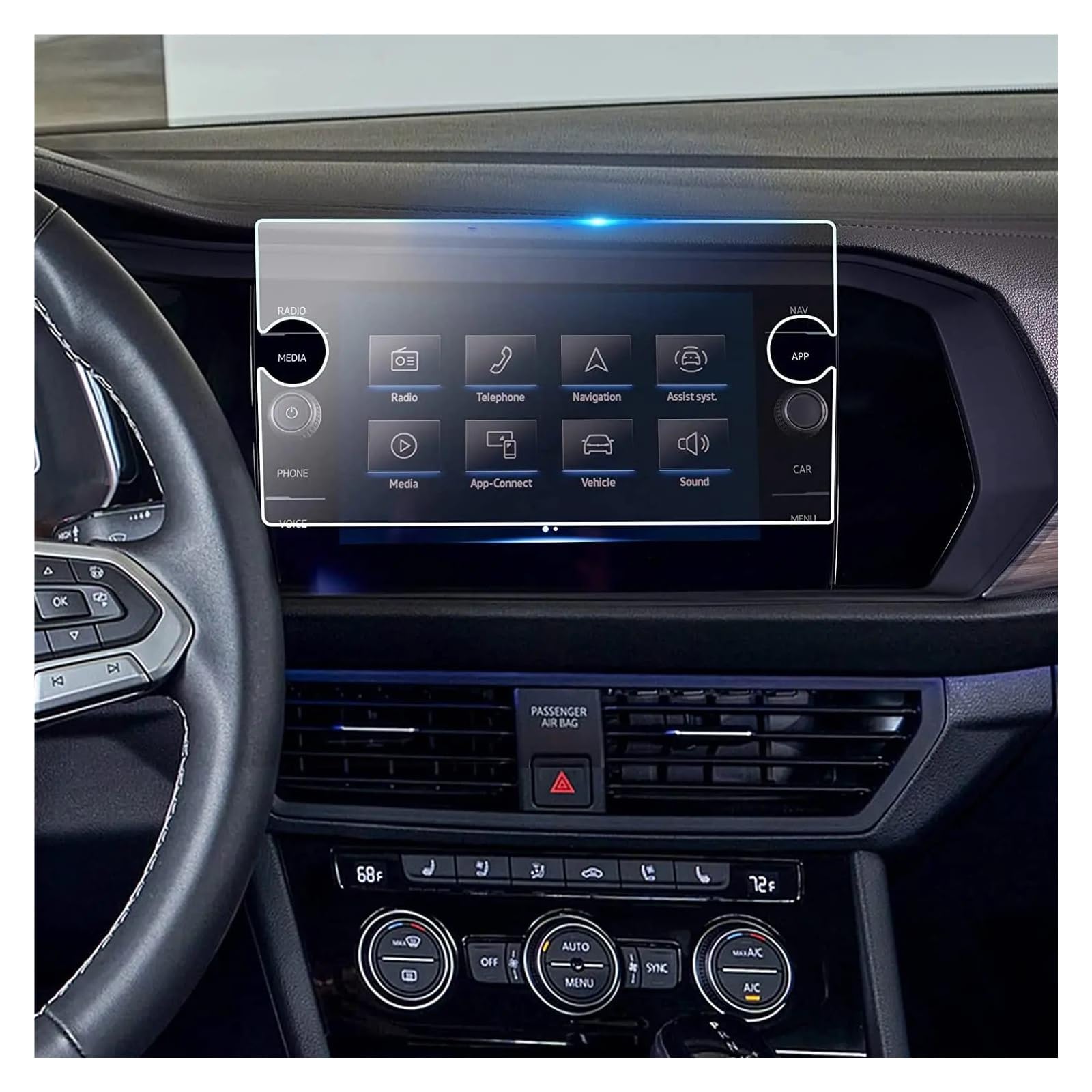 Auto Displayschutzfolie Für VW Für Jetta 2019-2024 8 Zoll Auto Infotainment Radio GPS Navigation Innen Gehärtetes Glas Schutz Film GPS Transparent Displayschutzfolie von Punxdda