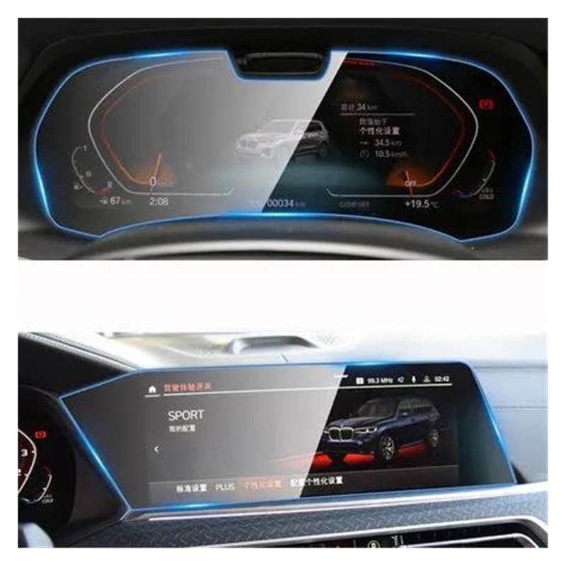 Auto Displayschutzfolie Für X5 Für X6 Für X7 G05 G06 G07 2019-2022 LCD Bildschirm Gehärtetes Glas Schutz Film Auto GPS Navigation Schutz Film GPS Transparent Displayschutzfolie(GPS and Dashboard A) von Punxdda