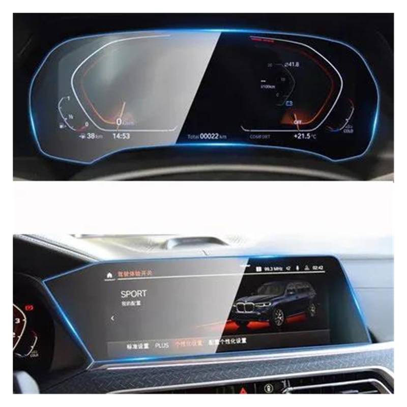 Auto Displayschutzfolie Für X5 Für X6 Für X7 G05 G06 G07 2019-2022 LCD Bildschirm Gehärtetes Glas Schutz Film Auto GPS Navigation Schutz Film GPS Transparent Displayschutzfolie(GPS and Dashboard B) von Punxdda