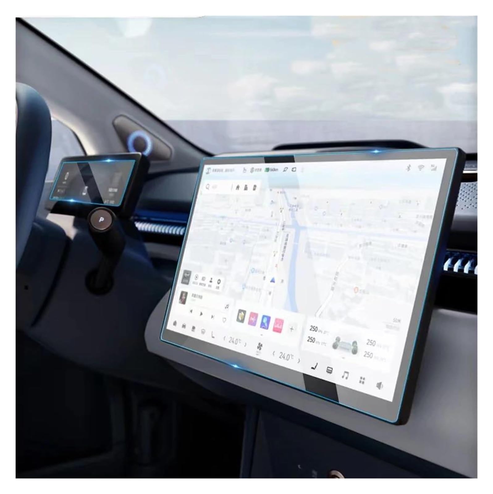 Auto Displayschutzfolie Für ZEEKR X 2023 LCD GPS Navigation UND Dashboard Film Zubehör Gehärtetes Glas Displayschutzfolie GPS Transparent Displayschutzfolie(GPS) von Punxdda