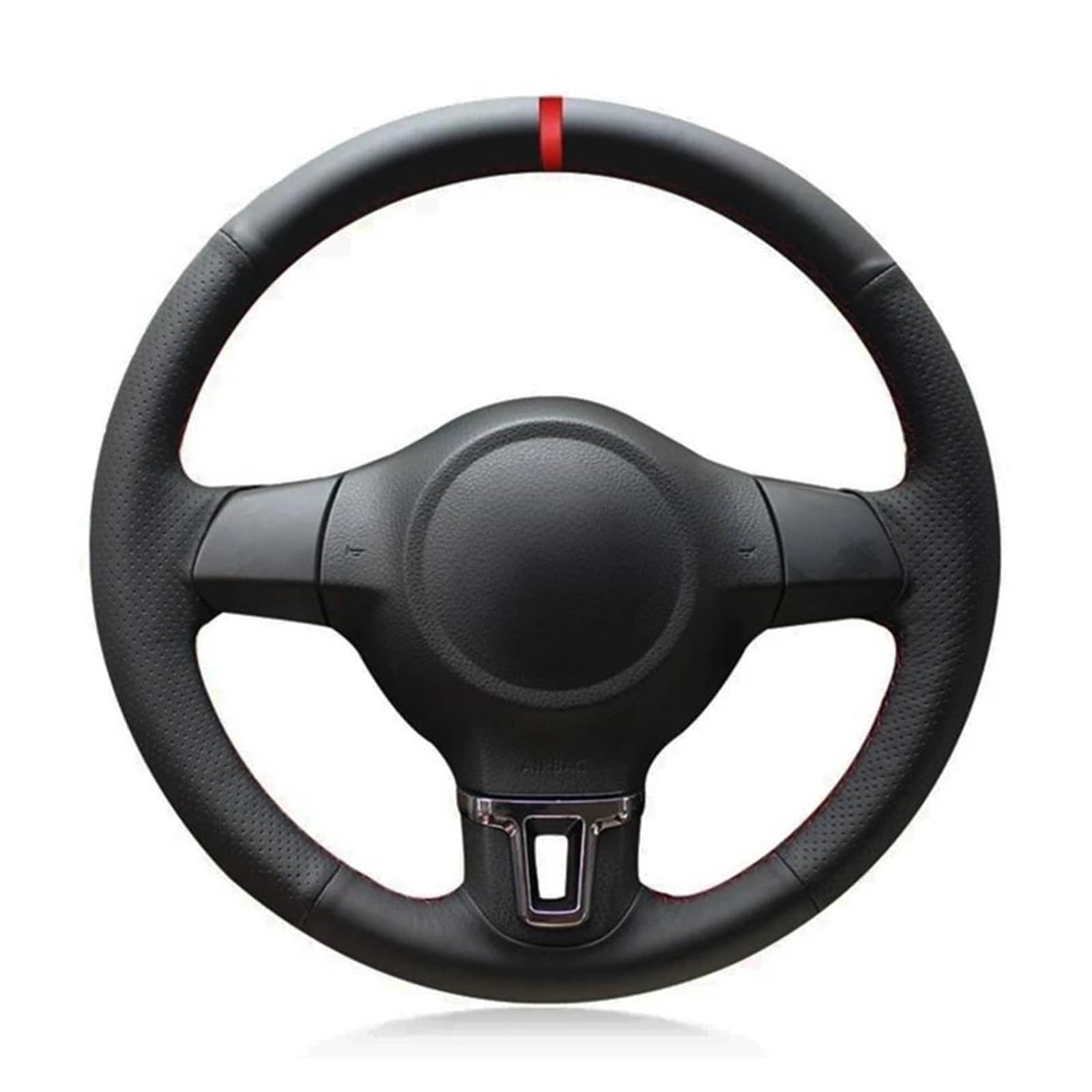 Auto Lenkradbezug Für Golf 6 Für Mk6 Für Polo Für MK5 2010-2013 Handgenähte Weiche Schwarz Künstliche Leder Auto Lenkrad Abdeckung Lenkrad Bezug(Orange Thread) von Punxdda