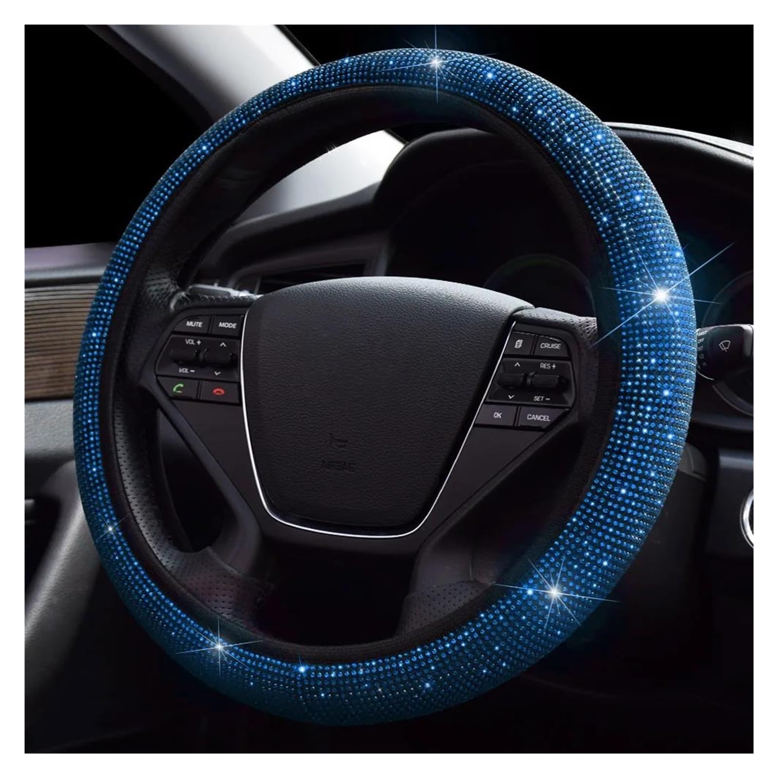 Auto Lenkradbezug Für Golf Für 7 6 37-39 cm Bling Blau Diamant Auto Lenkrad Abdeckung Für Mädchen Frauen Universal Rosa Innen Dekorationen Zubehör Lenkrad Bezug(B) von Punxdda