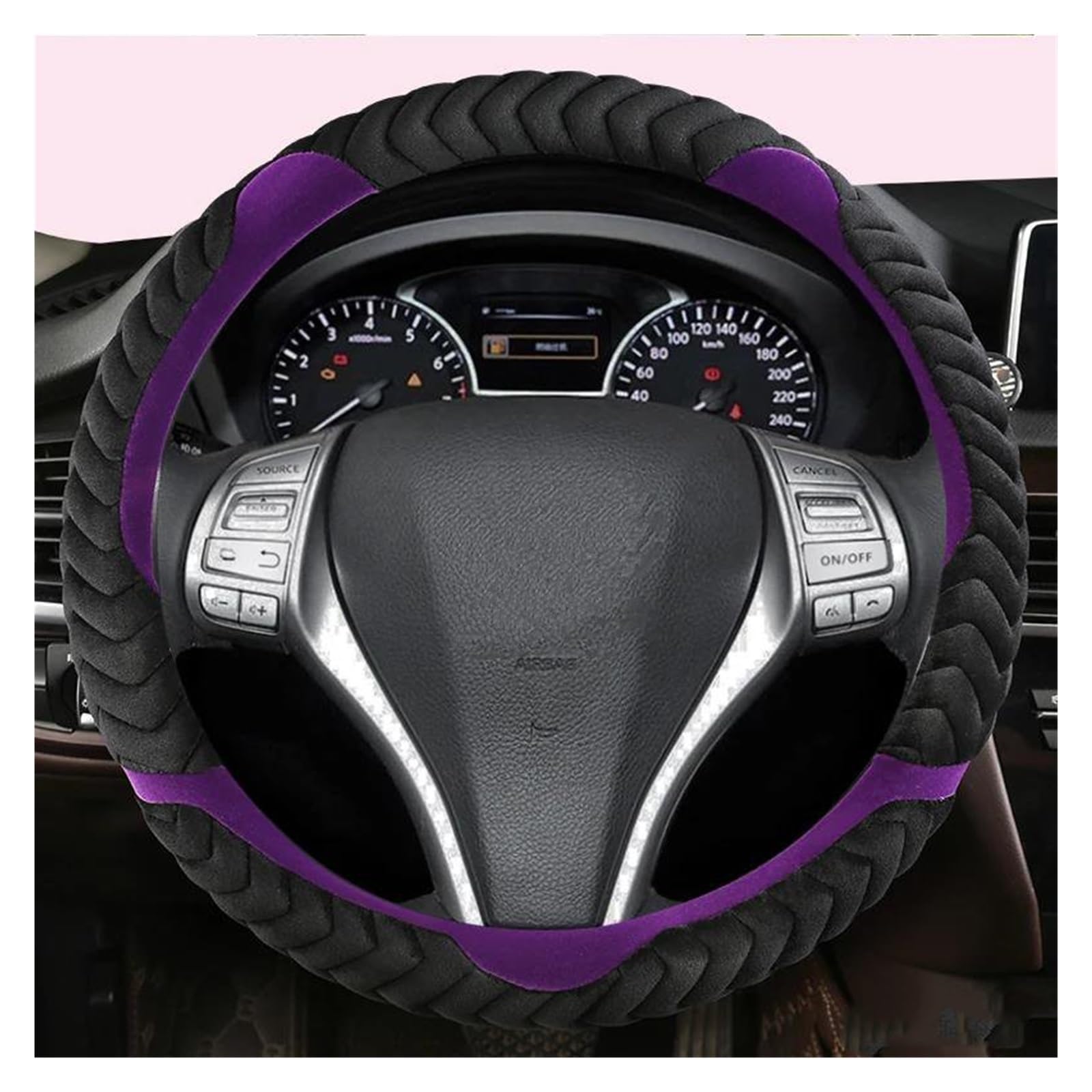 Auto Lenkradbezug Für Nissan Für Juke Für Kicks Für Rogue Sport Qashqai X-Trail Für Murano Xterra Für Pathfinder Für Armada Quest Auto Lenkräder Abdeckung Plüsch Lenkrad Bezug(Purple O Shape) von Punxdda