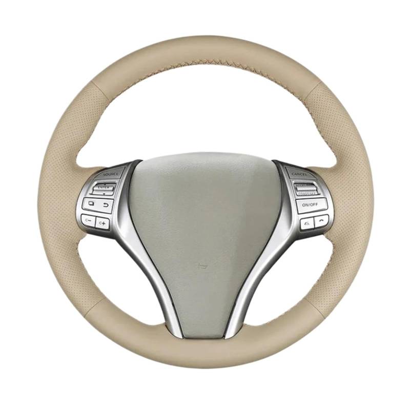 Auto Lenkradbezug Für Nissan Für Teana Für Altima 2013-2018 X-Trail 2014-2017 Qashqai 2014-2017 Beige Künstliche Leder Auto Lenkrad Abdeckung Für Rogue Lenkrad Bezug(Red Blue Thread) von Punxdda