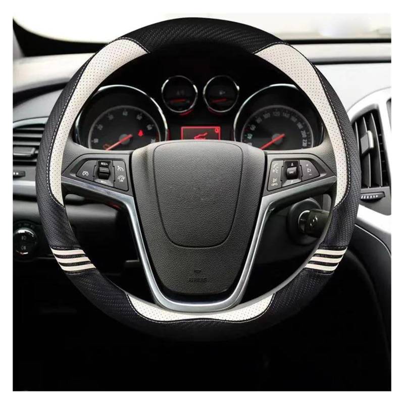 Auto Lenkradbezug Für Opel Für Mokka 2013-2016 Für Opel Für Insignia 2009-2013 Astra J 2010-2015 Meriva PU Leder Auto Lenkrad Abdeckung Auto Zubehör Lenkrad Bezug(White) von Punxdda