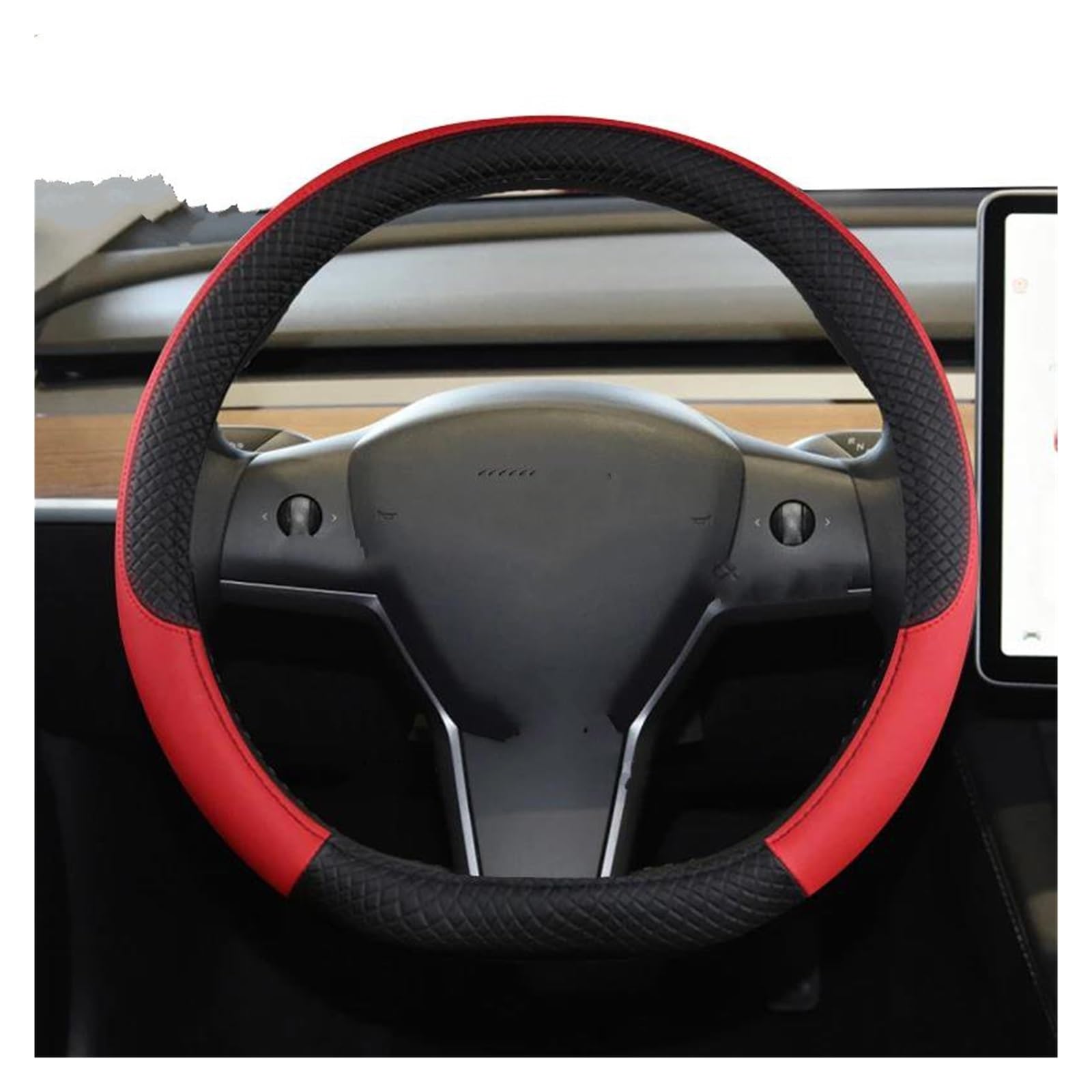 Auto Lenkradbezug Für Tesla Für Modell 3 2016 2017 2018 2019 2020 2021 2022 2023 9 Farben Auto Lenkrad Abdeckung PU Leder Nicht-Slip Auto Zubehör Lenkrad Bezug(H) von Punxdda