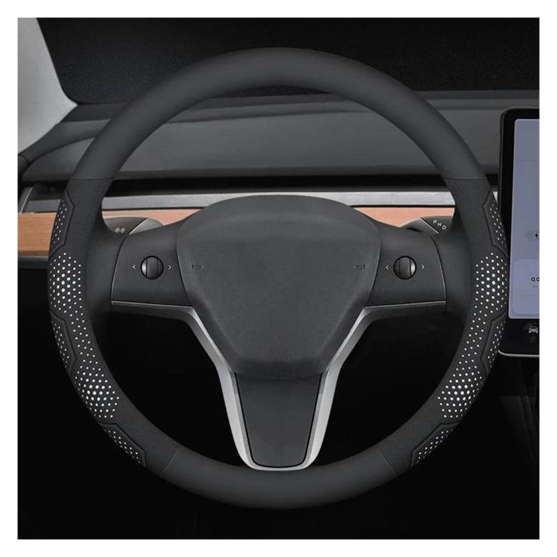 Auto Lenkradbezug Für Tesla Für Modell 3 Für Modell Y Für Modell S Für Modell X Für Carbon Faser Wildleder Mikrofaser Leder Anti-Slip Lenkrad Abdeckung Auto Zubehör Lenkrad Bezug(R) von Punxdda