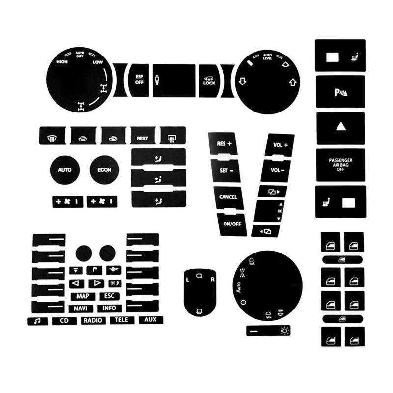 Verkleidung der Konsolenverkleidung Für VW Für Touareg 2004 2009 Auto Center Console Teil Schalter Taste Reparatur Kit Aufkleber Aufkleber Fix Verblasst Hässlich Anti Scratch Center Console Panel Deko von Punxdda