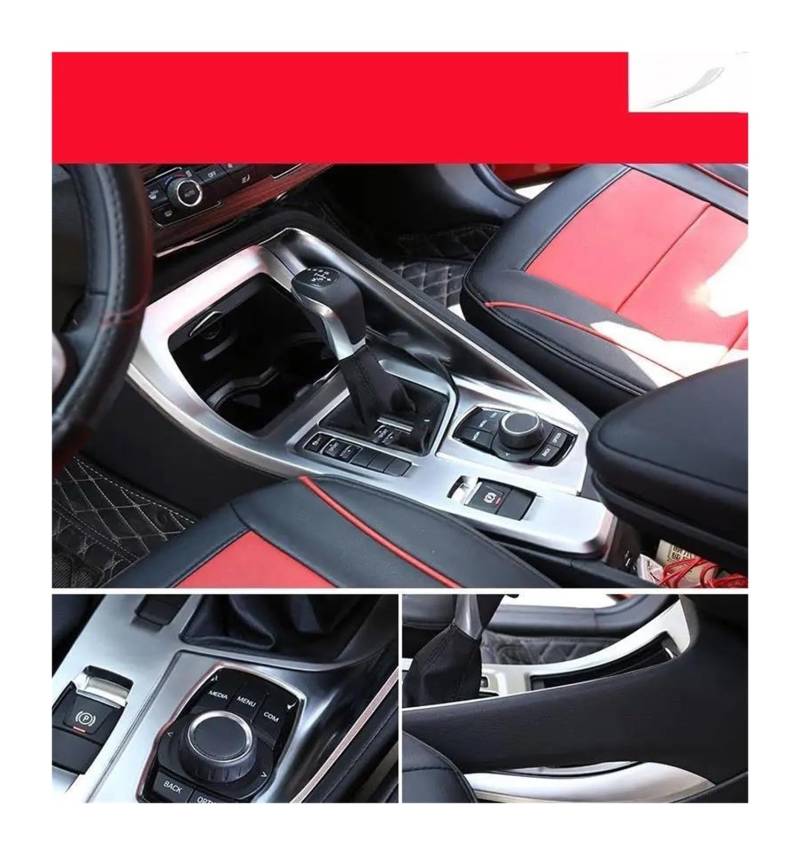 Verkleidung der Konsolenverkleidung Für X1 2016 2017 2018-2020 Auto-Styling Edelstahl Auto Silber Interieur Mittelkonsole Farbwechsel Formaufkleber Center Console Panel Dekoration(23) von Punxdda