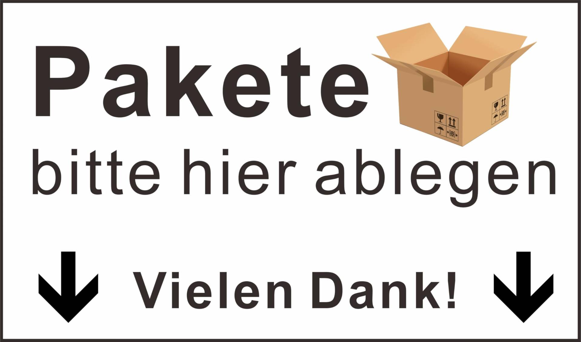 Pakete Hier ablegen Aufkleber – Hinweis-Schild für Paketdienst – Wetterfest & rückstandslos entfernbar – Selbstklebend aus hochwertiger PVC-Folie – Größen wählbar – Leicht anzubringen (10 x 5,8 cm) von Pure Print Cut