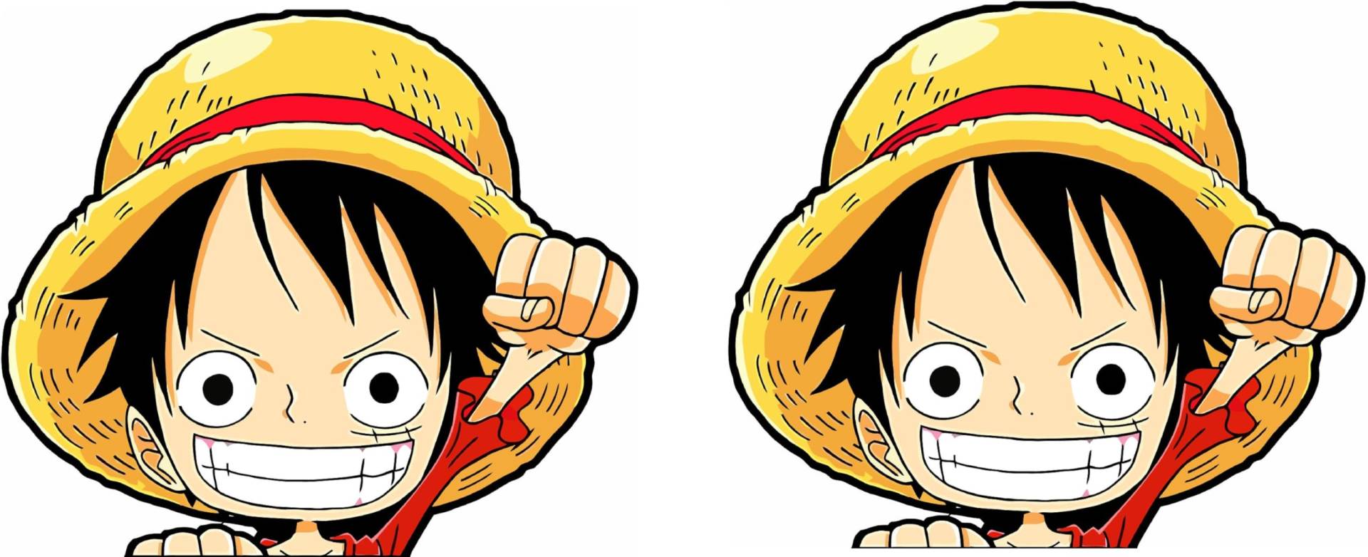 Pure Print Cut Anime Peeker Piraten Bande Auto Aufkleber – 2 Stück 9cm – Totenkopf Luffy Manga Sticker – Für Auto, Laptop, Motorrad (Luffy) von Pure Print Cut