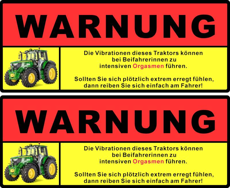 Pure Print Cut Funsticker Achtung Vibration 10x5,5cm - Selbstklebender Aufkleber für Auto, LKW, Motorrad, Traktor - Wasserfest, UV-Schutz, Waschstraßenfest (Traktor) von Pure Print Cut