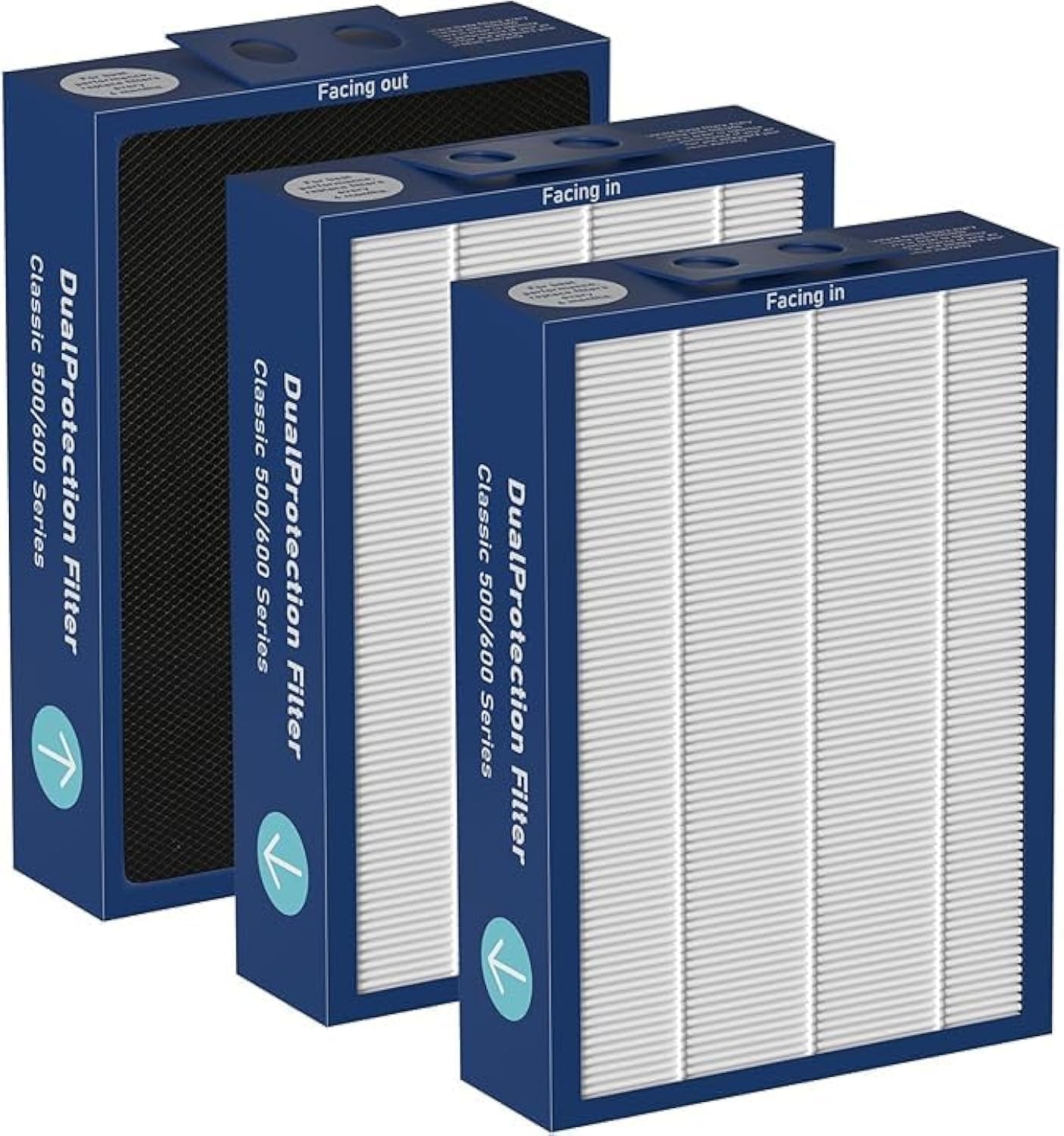 Classic 500/600 Series Dual Protection Filter, kompatibel mit Blueair 500/600 Series Luftreinigern 503 • 505 • 603 • 650E • 550E • 501 • 510 • 555EB • 601 • 605 • 58 0i •68 0i • 690i, 3 Stück von PureSphere