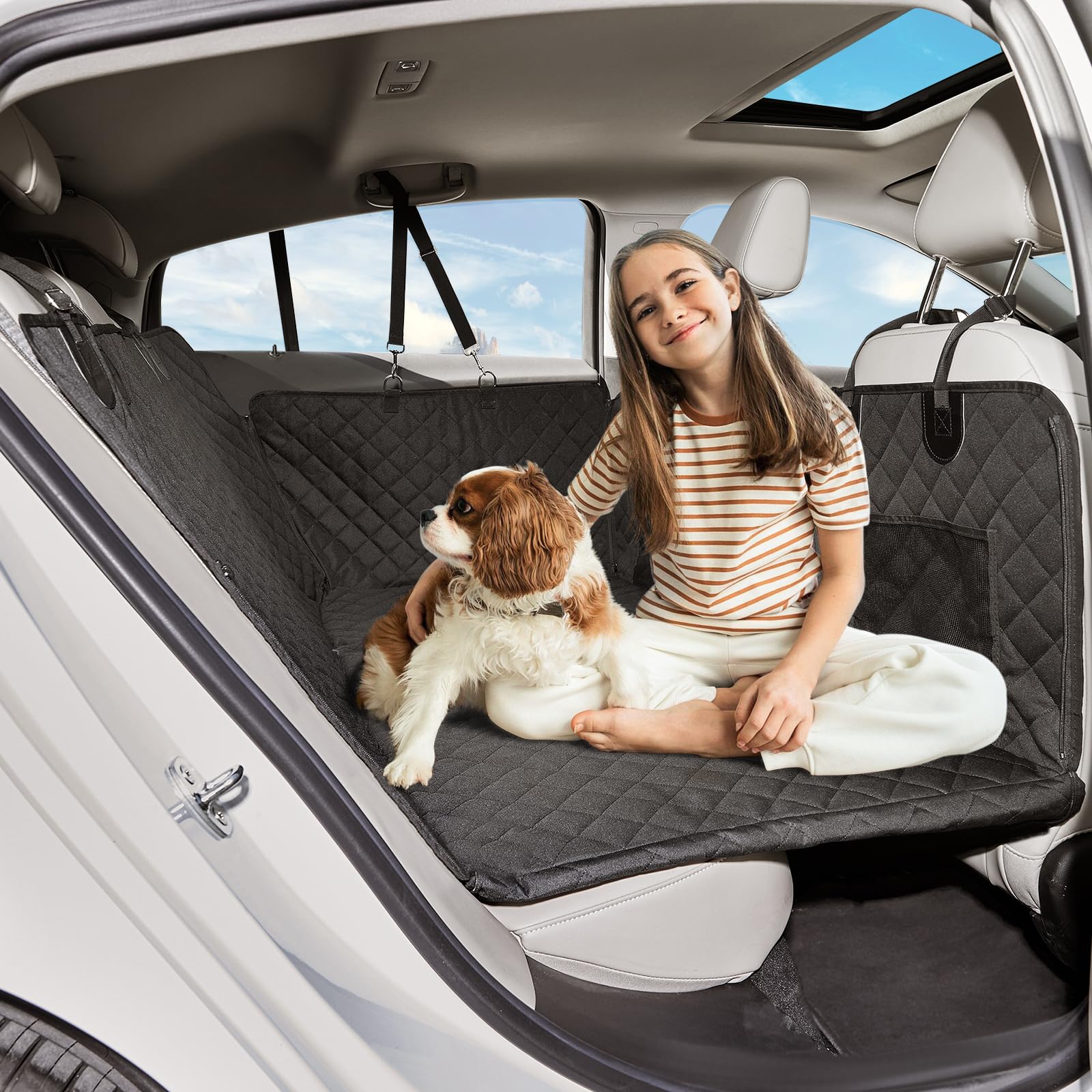 Purecas Hundedecke Auto Rückbank mit Harter Unterseite, Rücksitzverbreiterung Hund, 132 X 63CM, Autoschondecke Hund Rücksitz mit Seitenklappen, Wasserdicht Hundematte Auto, für Alle PKWs Auto SUV von Purecas