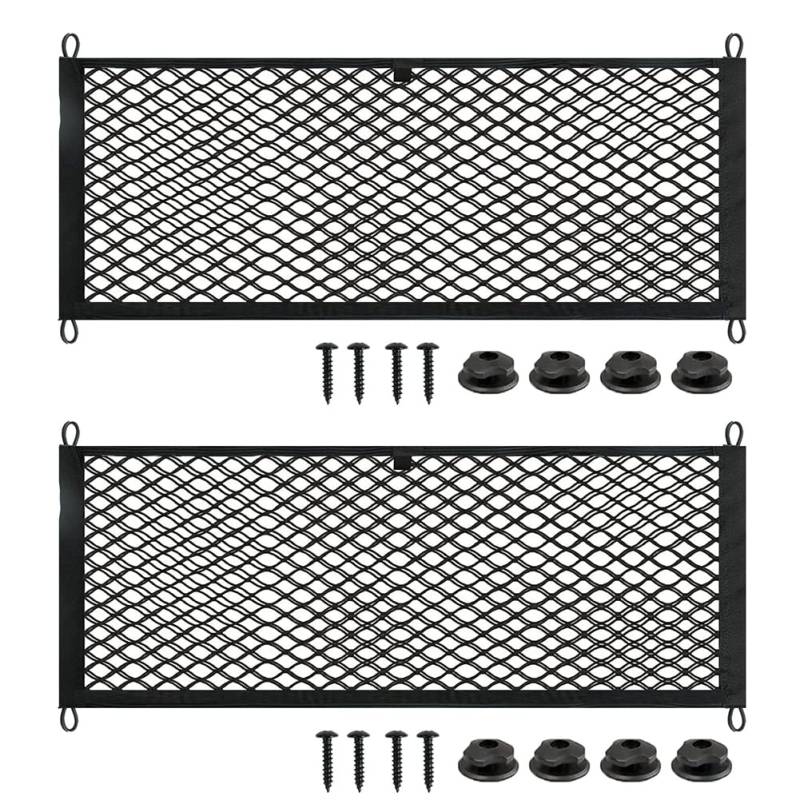 PUUPAA 2 x Auto-Aufbewahrungsnetz, Organizer, elastisches Netz, für Wohnmobil, Boot, Ladung mit Schrauben von Puupaa