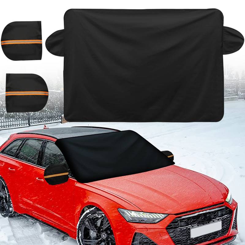 Pwsap Frontscheibenabdeckung Winter mit Seitenspiegel Abdeckung, Oxford Gewebe Auto Scheibenabdeckung Windschutzscheibe mit Magnet Fixierung für Schnee EIS Wasser Frost Staub Sonne, Größe 65" x 46.5" von Pwsap