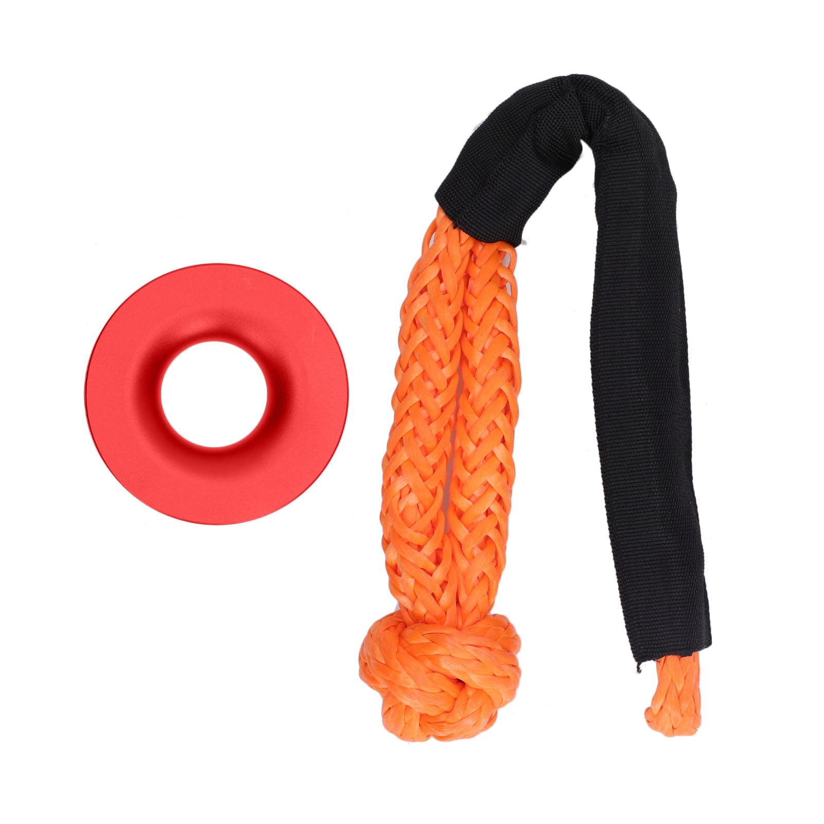 Soft Shackle Recovery Ring Kit, Snatch Recovery Ring Schwarz Rot Einfach zu bedienendes, flexibles, hochfestes Aluminiumlegierungs-Nylon für die Fahrzeugrettung(rot) von Pwshymi