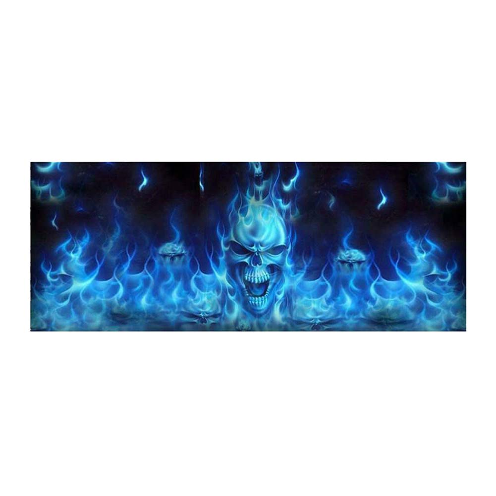 Pyatofy Einer Weg Vision für GeläNde Wagen Pickup Blau Flammen Skull 3D Heck Scheibe Aufkleber Aufkleber Heck Scheibe Glas Poster von Pyatofy