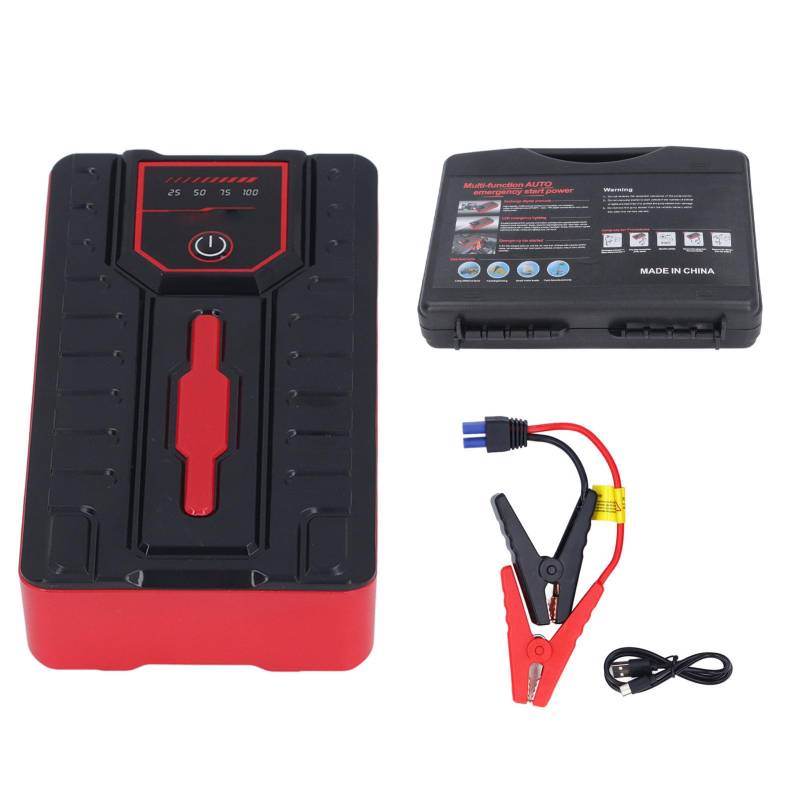 1000 A 12 V Tragbarer Auto-Starthilfe, 20000 MAh Power Station Jump Starter, Autobatterie-Booster-Pack mit LED-Taschenlampe, USB-Ausgang für Telefone, für 7 L Benzin und 5,5 L von Pyhodi