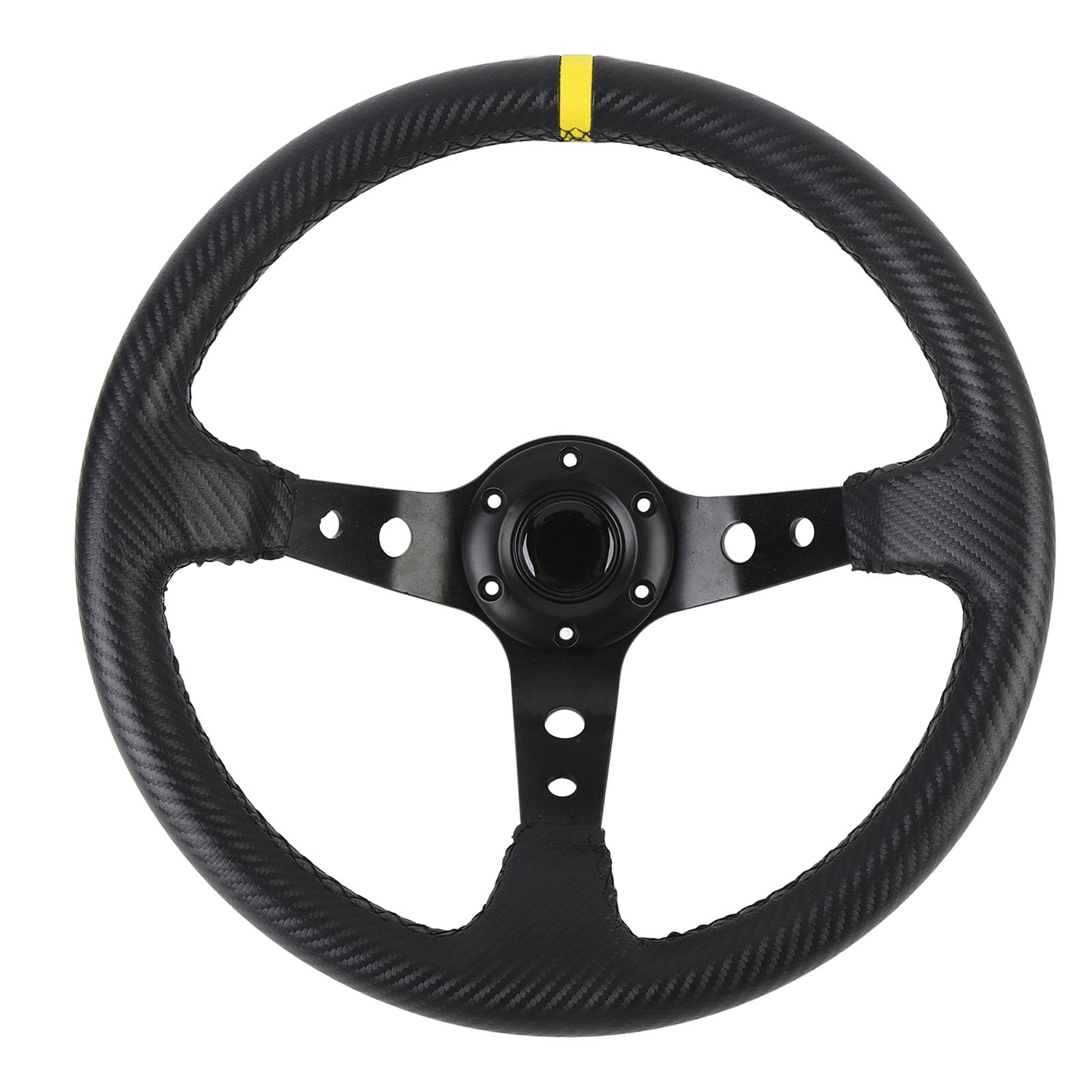 14in Auto Rennlenkrad mit Kohlefaser -Look, Universellem Sportlenkrad für 6 -Loch -Hub -Adapter, Drifting Wildlederleder und Aluminiumrahmen Anti -Slip -Gaming -Lenkrad (YELLOW) von Pyhodi