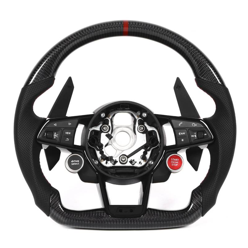 Auto-Lenkrad, Finger Ridges Carbon Fiber Red Stitching Racing Lenkrad für Upgrade von Pyhodi