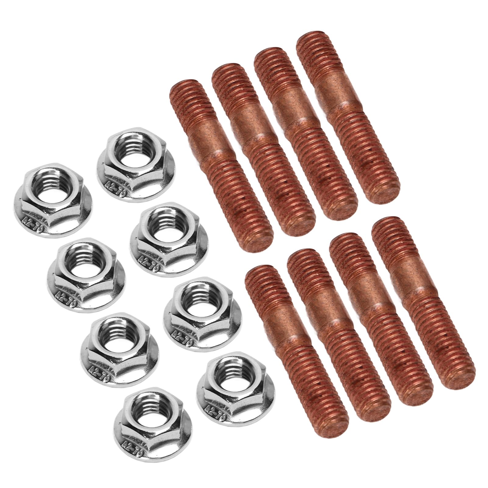 M8 1,25 Turbo-Gewindebolzen-Set, 8 Mm Metall-Gewindestangenbolzen, 8 Stück, Hochdruckbeständig, Auspuffkrümmer-Stehbolzen, Muttern-Hardware von Pyhodi