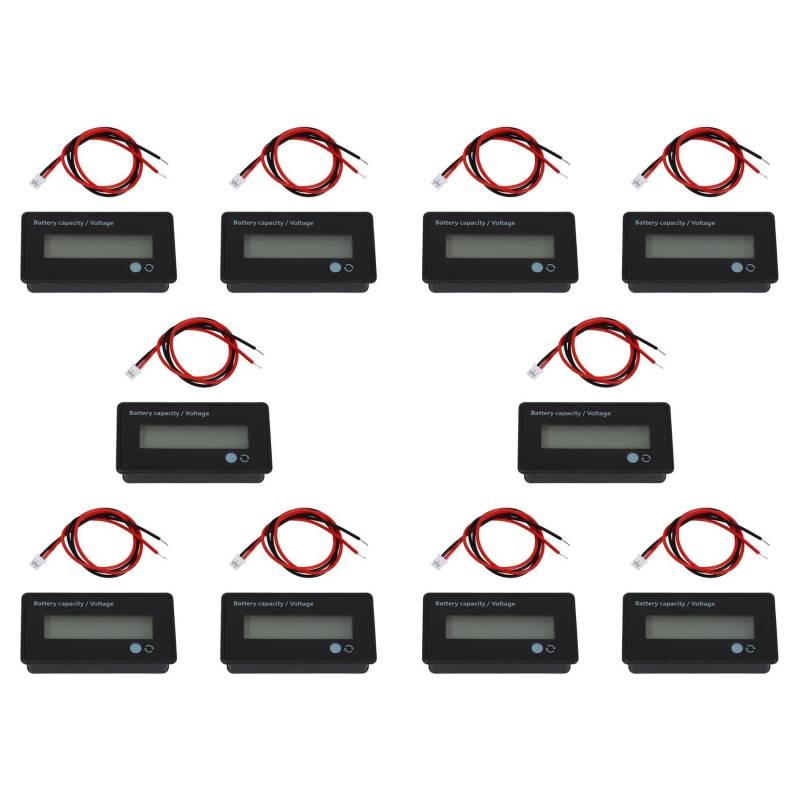 Pyugxab 10X 12V 24V 36V 48V Batterie Anzeige, Batterie KapazitäTs Spannungs Anzeige, Blei SäUre- und Lithium Ionen Batterie Ladungs Entladungs Monitor für Motorrad Autos von Pyugxab