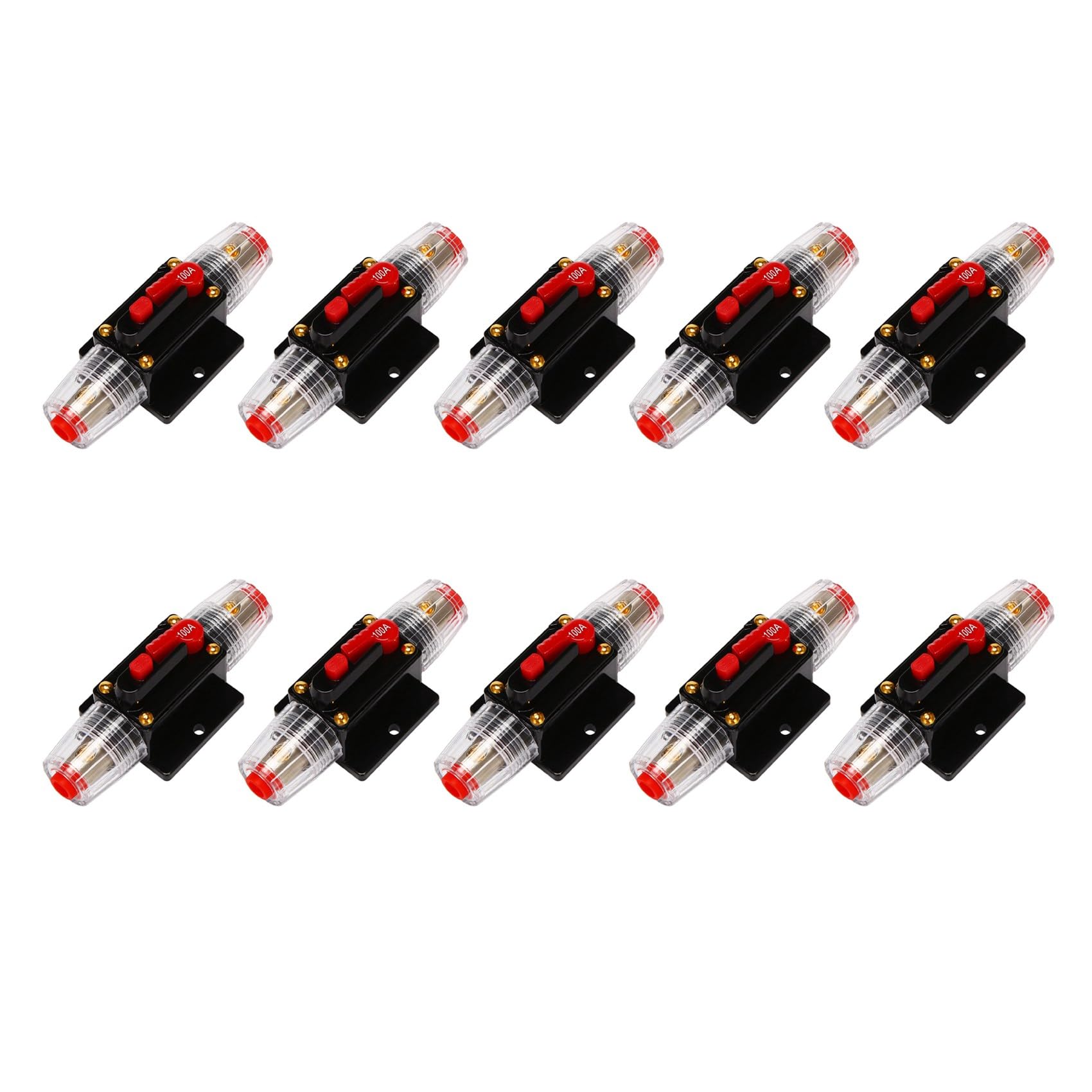 Pyugxab 10X 12V-24V Inline Auto Leistungsschalter 100A Manueller Reset-Schalter Auto Audio Fuse von Pyugxab