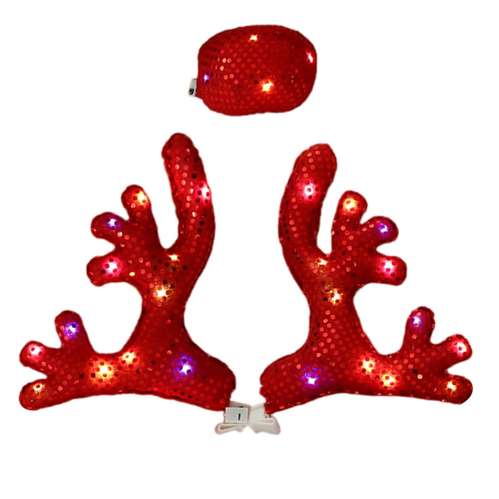 Reindeer Car Decoration Light Up Reindeer Antlers Kit Holiday Automotive Decor Car Costume Accessories Christmas Car Antlers Festive Vehicle Decorations Holiday Window Decor Christmas Truck Accessorie von Pzuryhg