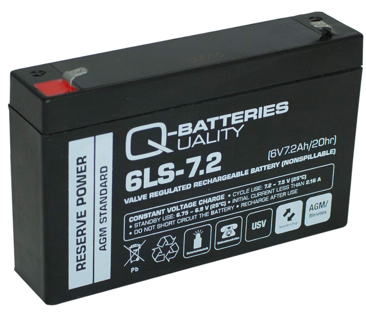 Ersatzakku AGM Batterie für Kinderfahrzeug 6V 7,2Ah von Q-Batteries