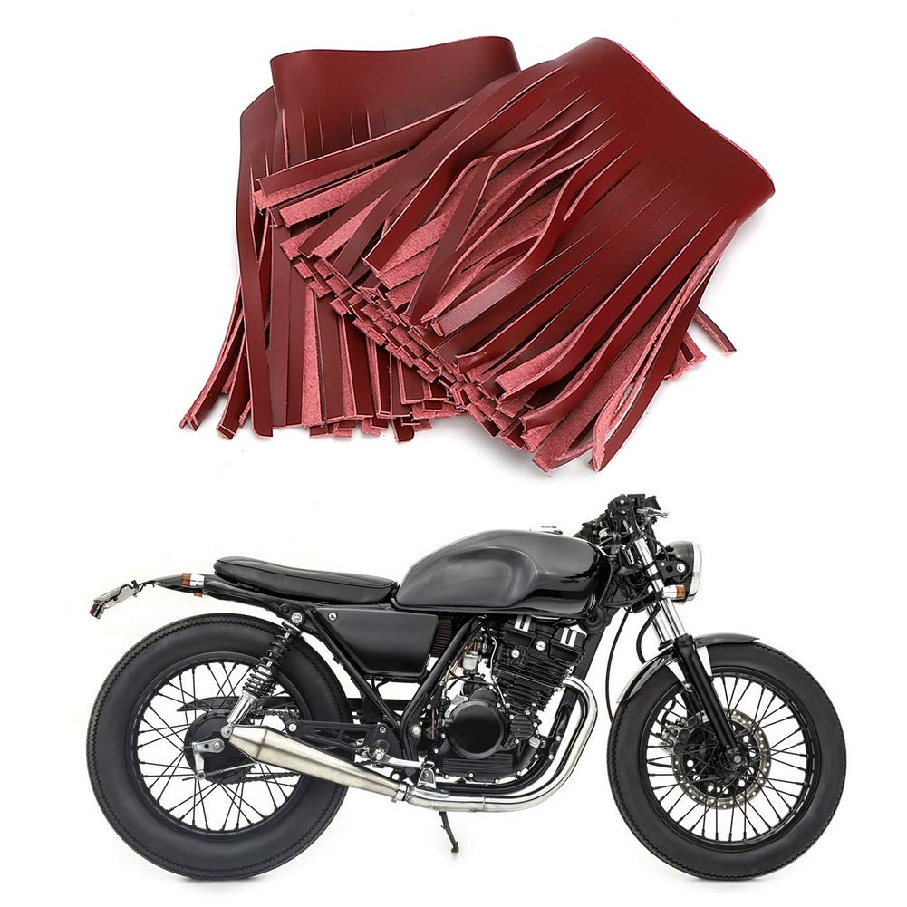 QANYEGN 2 Stück Motorrad-Retro-Fußpedal-Satteltaschen-Handwerk, Kunstlederfransen, Satteltaschenfransen, geeignet für Retro-Motorradpedale, Satteltaschen. (Burgunderrot, Artikel-Nr. 3-2-75) von QANYEGN