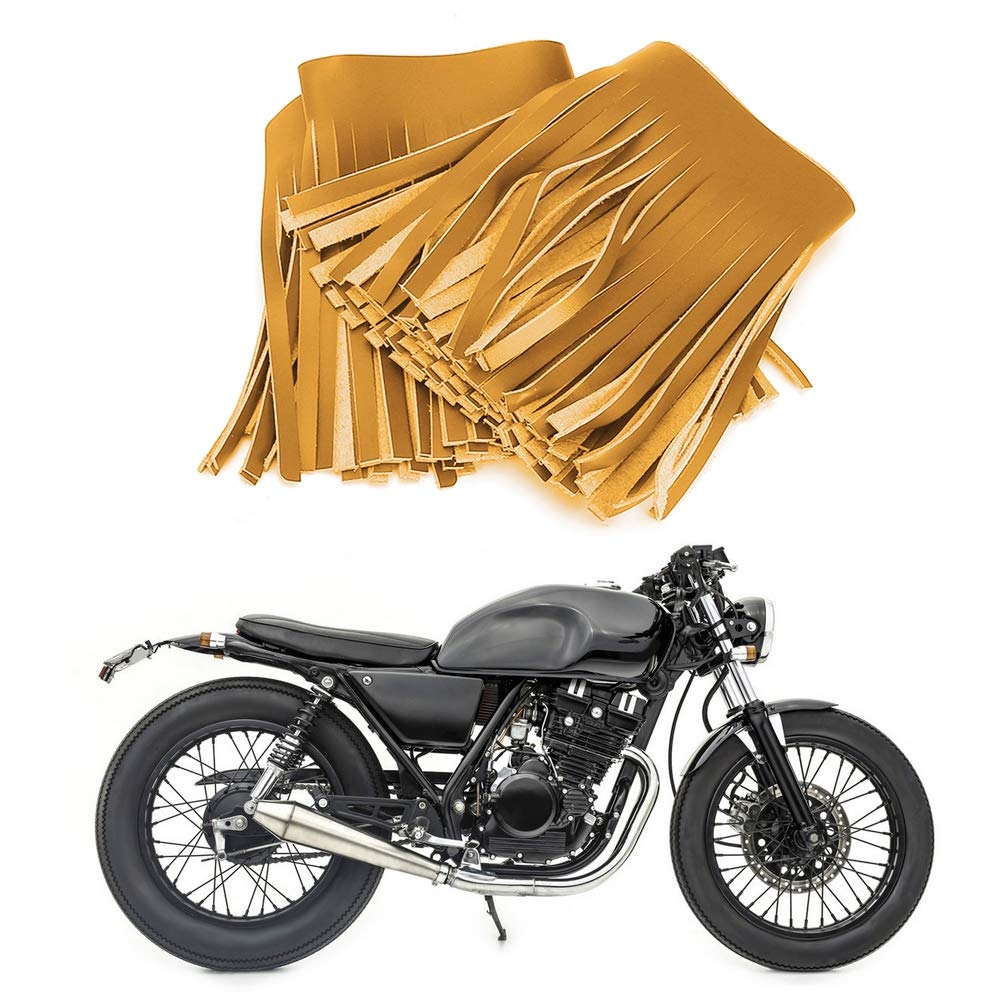 QANYEGN 2 Stück Motorrad-Retro-Fußpedal-Satteltaschen-Handwerk, Kunstlederfransen, Satteltaschenfransen, geeignet für Retro-Motorradpedale, Satteltaschen. (Gelber Artikel Nr. 3-2-74) von QANYEGN