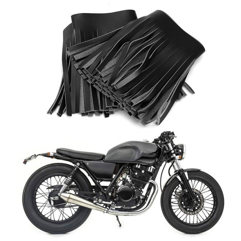 QANYEGN 2 Stück Motorrad-Retro-Fußpedal-Satteltaschen-Handwerk, Kunstlederfransen, Satteltaschenfransen, geeignet für Retro-Motorradpedale, Satteltaschen. (Schwarz Art.-Nr. 3-2-72) von QANYEGN