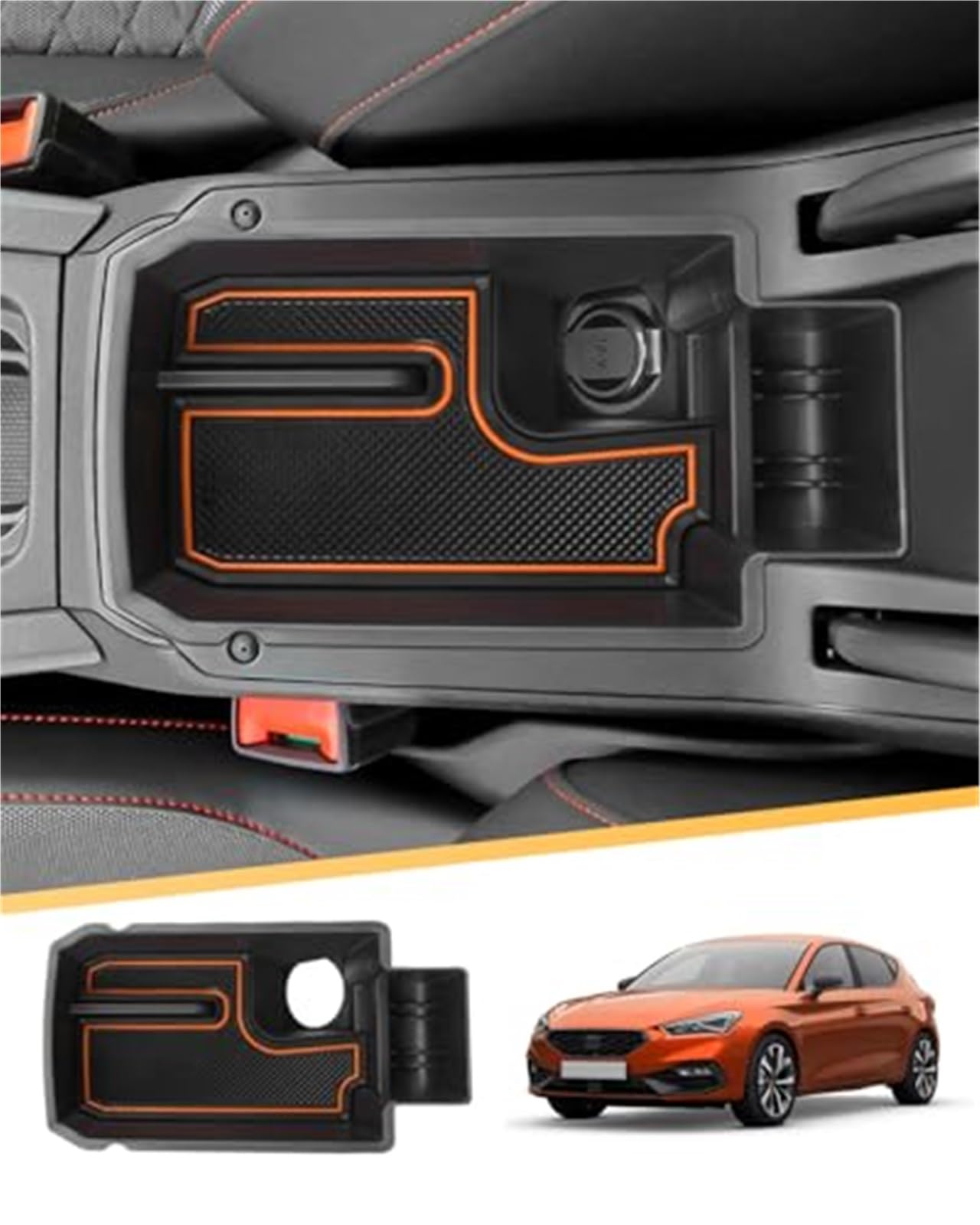 QASULER, Kompatibel mit Cuprα, Formentor, for Seat, Leon MK4 2020-2024 Mittelkonsolen-Aufbewahrungsbox, for Seat, Leon KL FR ST Armlehnen-Organizer-Ablage Mittelarmlehne Handschuhfach Zubehör Armlehn von QASULER