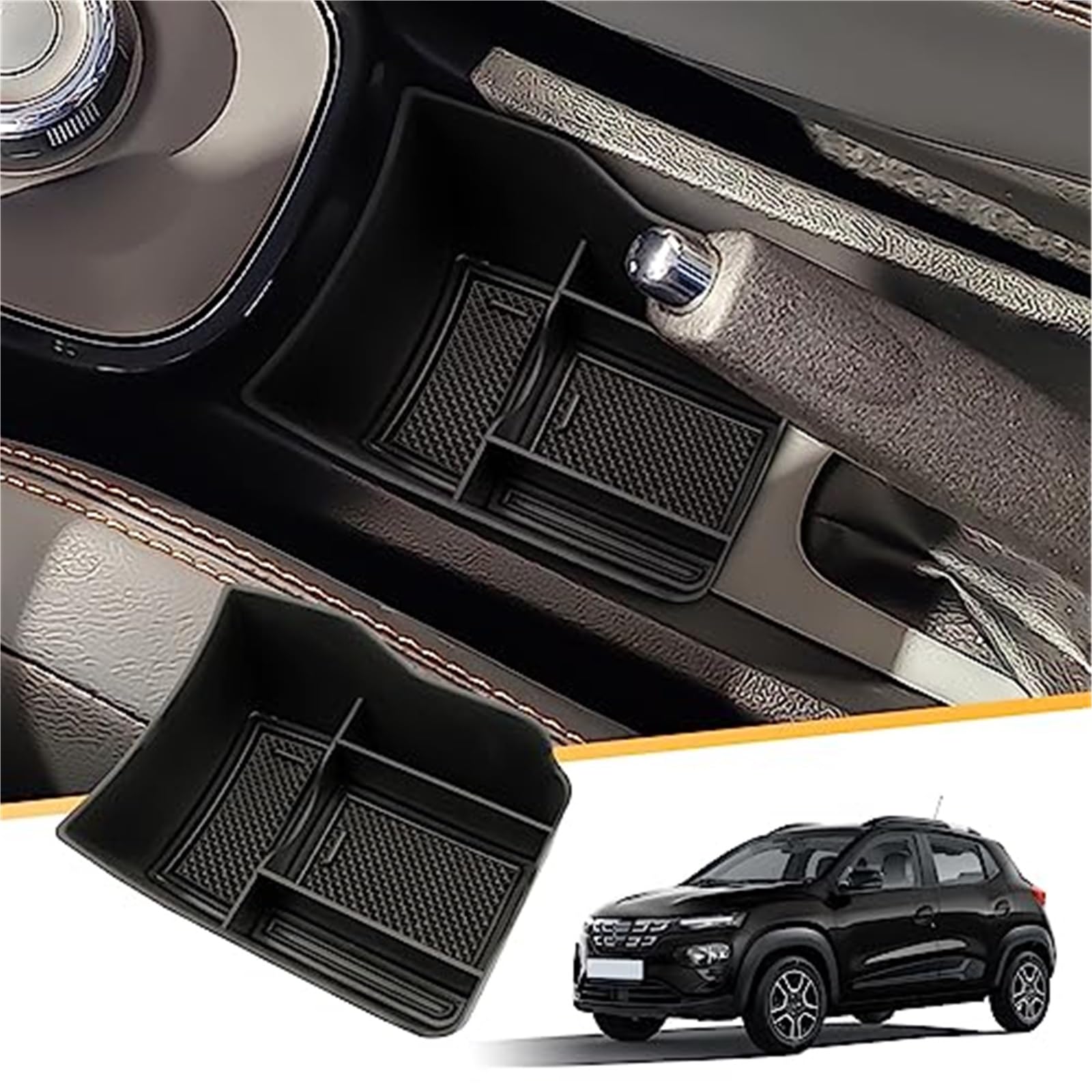 QASULER, for Dacia, Spring Electric EV Auto Getränkehalter Aufbewahrungsbox Handschuhfach Mittelkonsole Getränkehalter Organizer Ablage Organizer, for Dacia, Spring Zubehör Armlehnen-Aufbewahrungsbox von QASULER