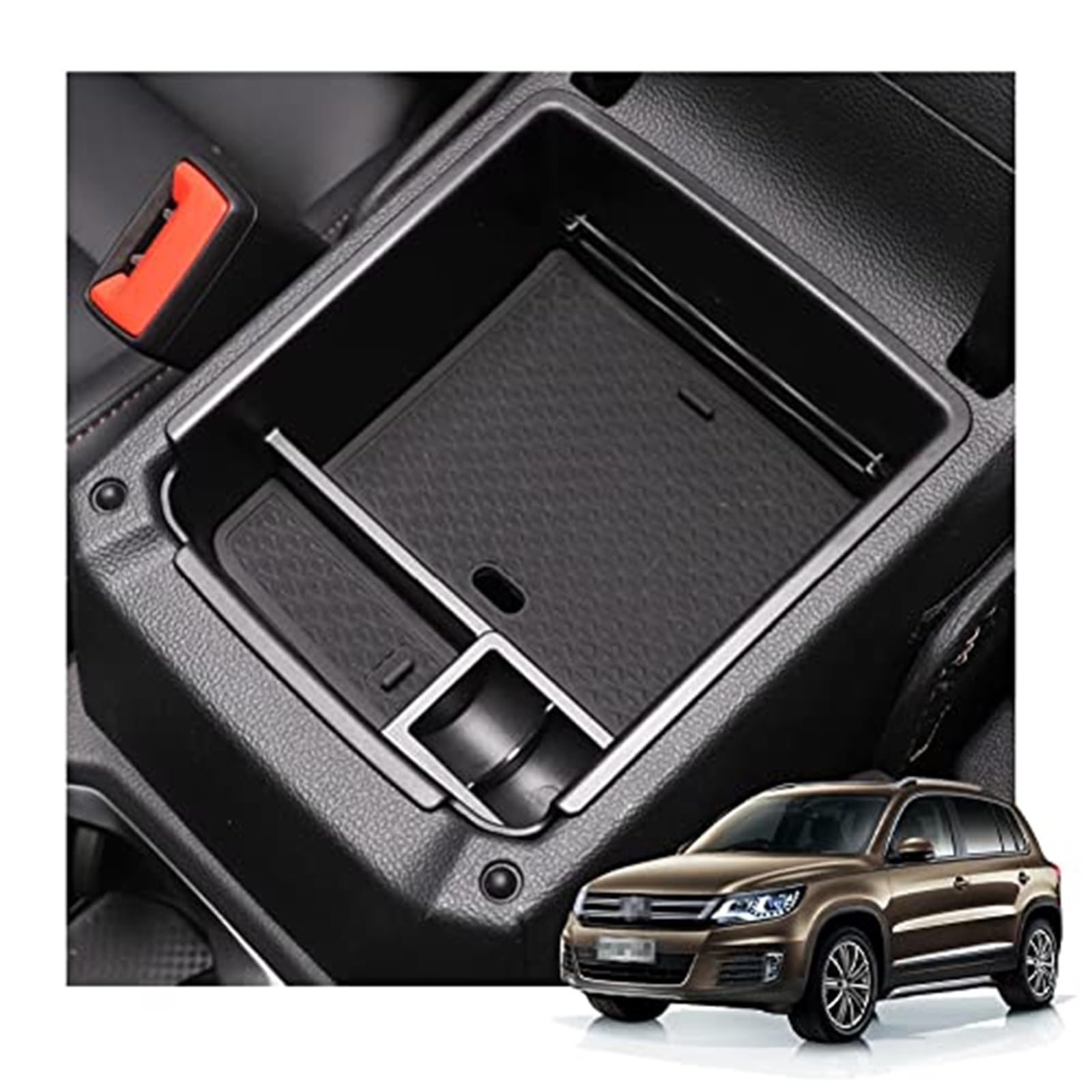 QASULER, for VW, Tiguan 2 MK2 2017-2022 Mittelkonsole Aufbewahrungsbox, Auto Mittelarmlehne Organizer Ablage Mittelkonsole Aufbewahrungsbox Autozubehör Armlehne Handschuhfach Behälter Halter Ablage A von QASULER